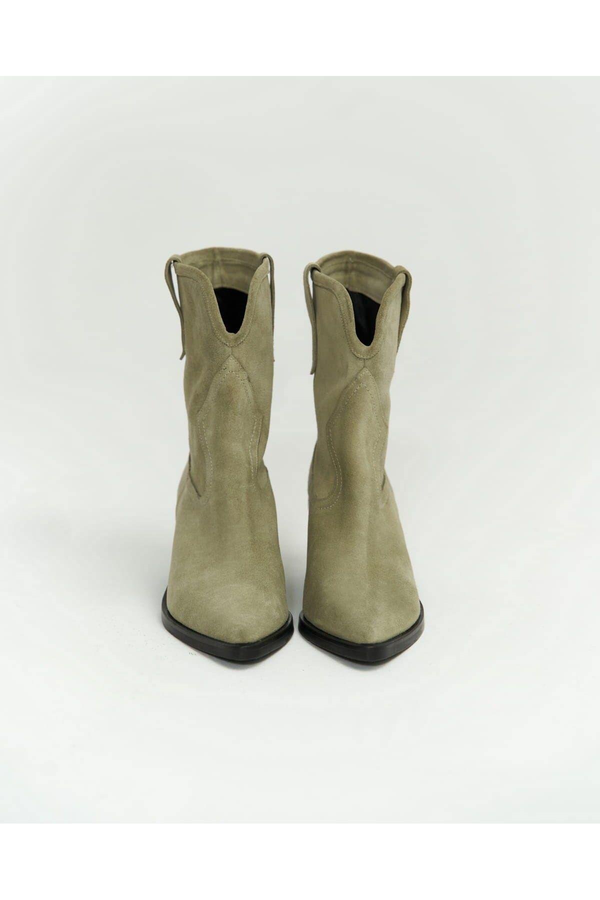 Double Yeşil Süet Kovboy Bot