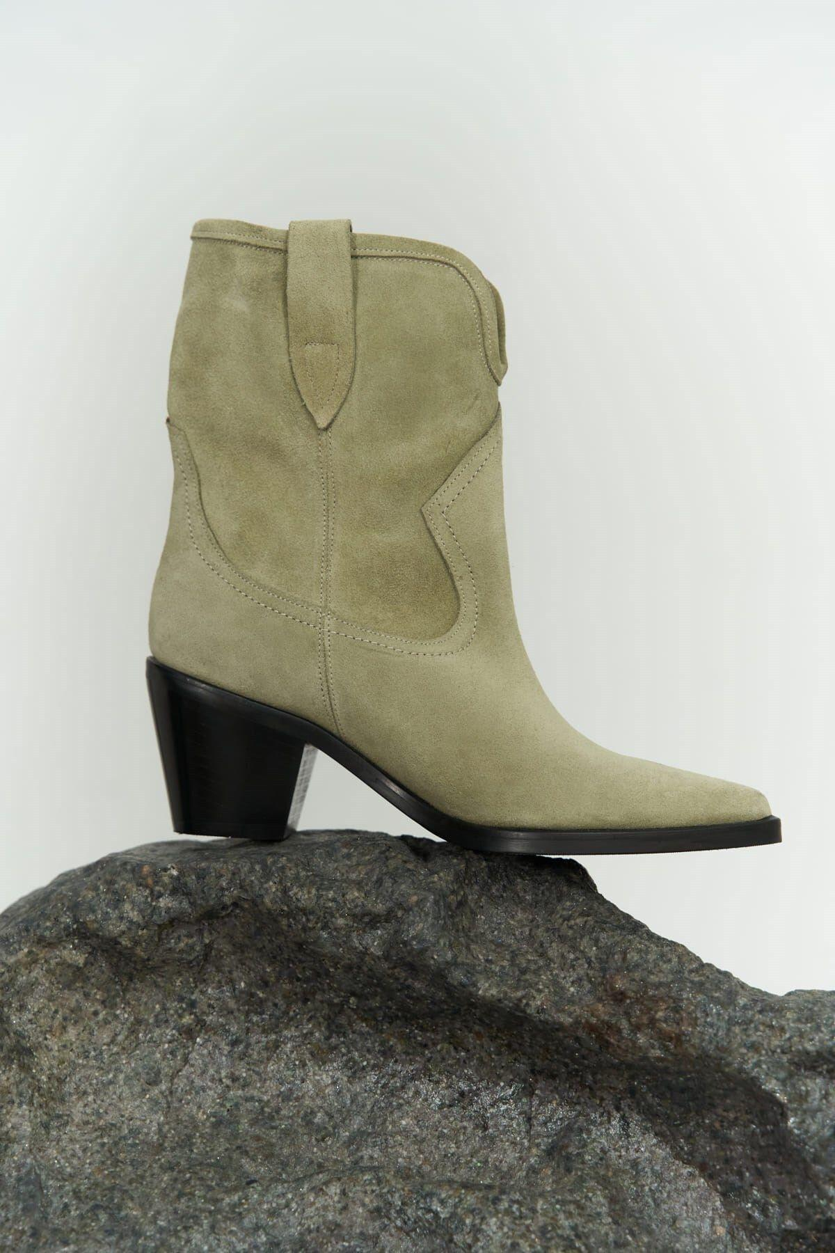 Double Yeşil Süet Kovboy Bot