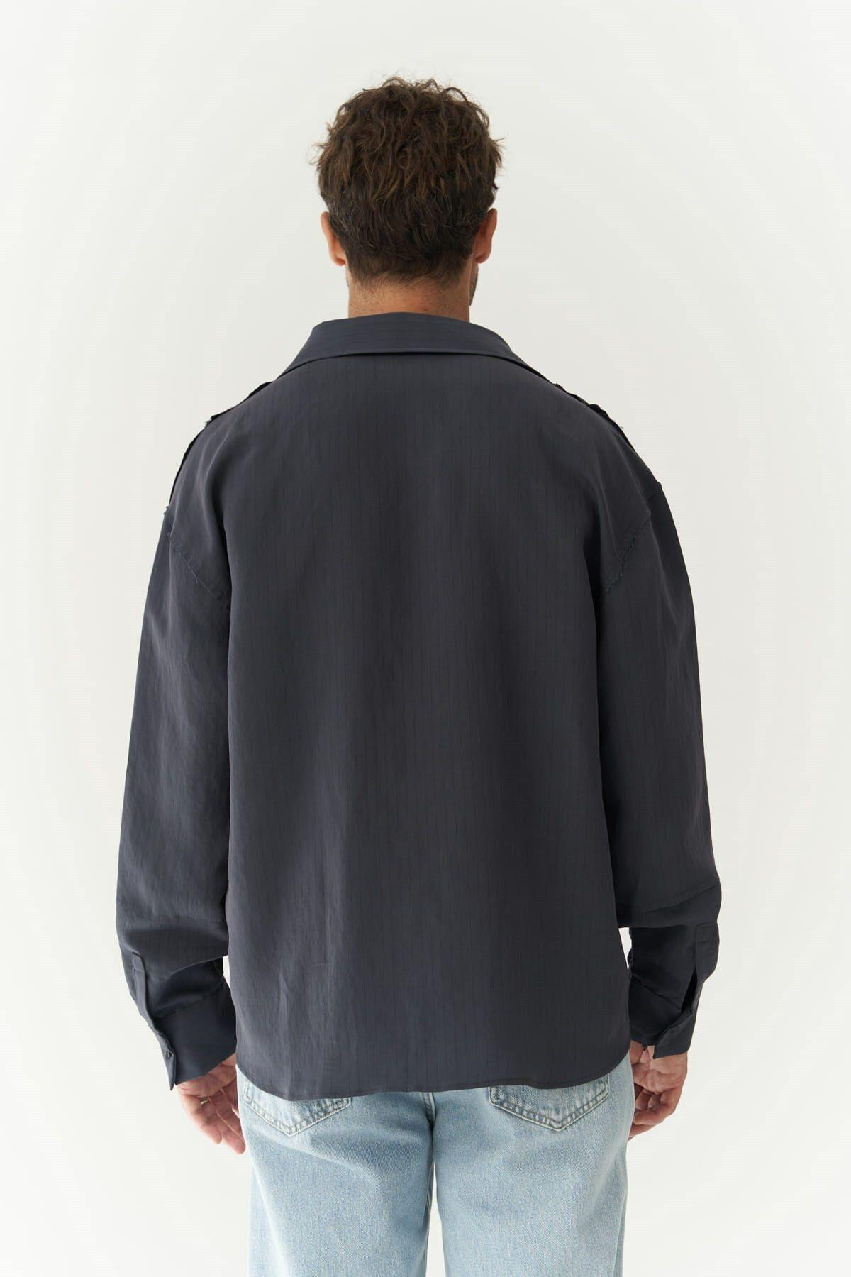 Dylan Men's Dark Blue Shirt With Black Stripes  