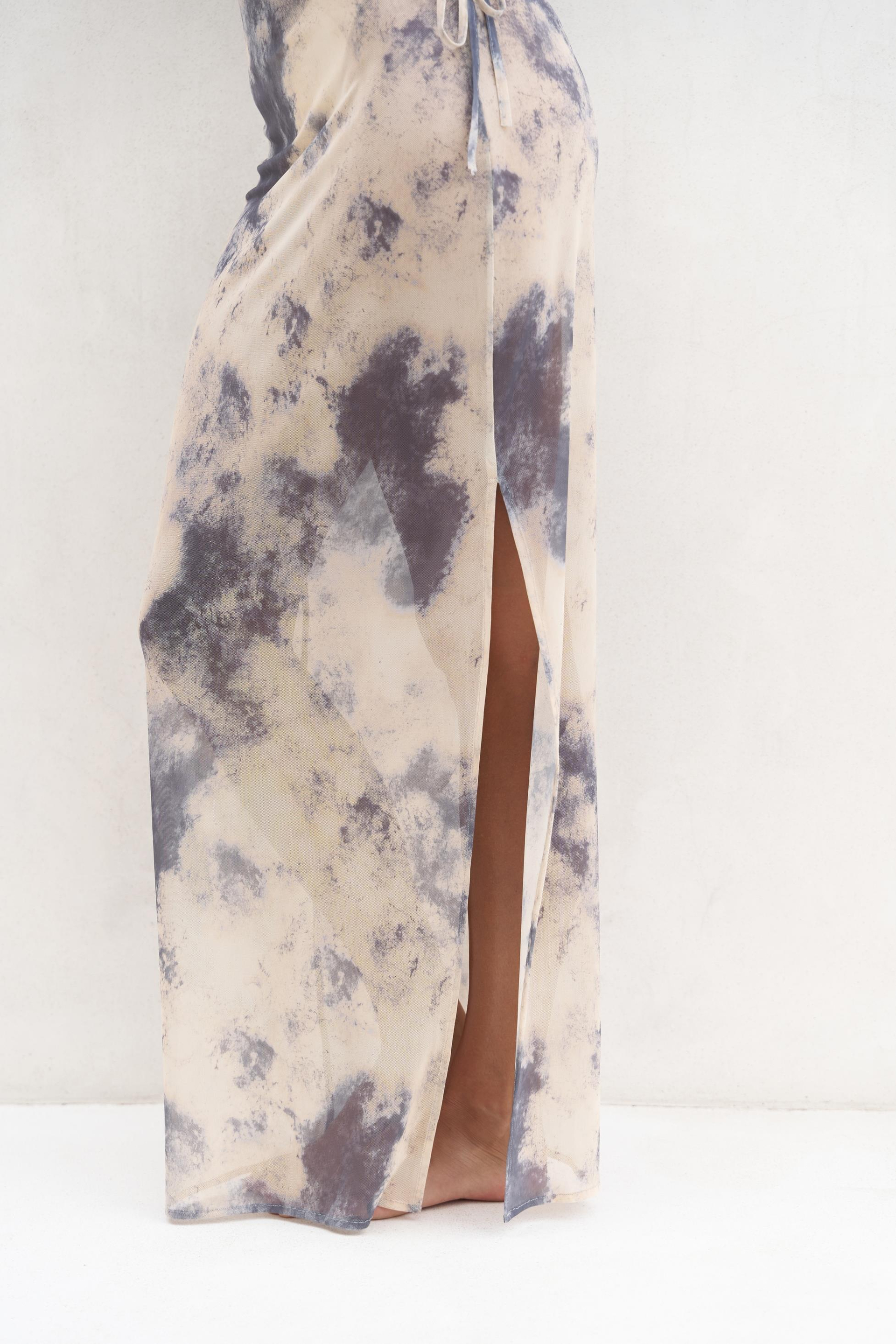 Efthimos Tek Omuz Sarı Crop Etek Takım