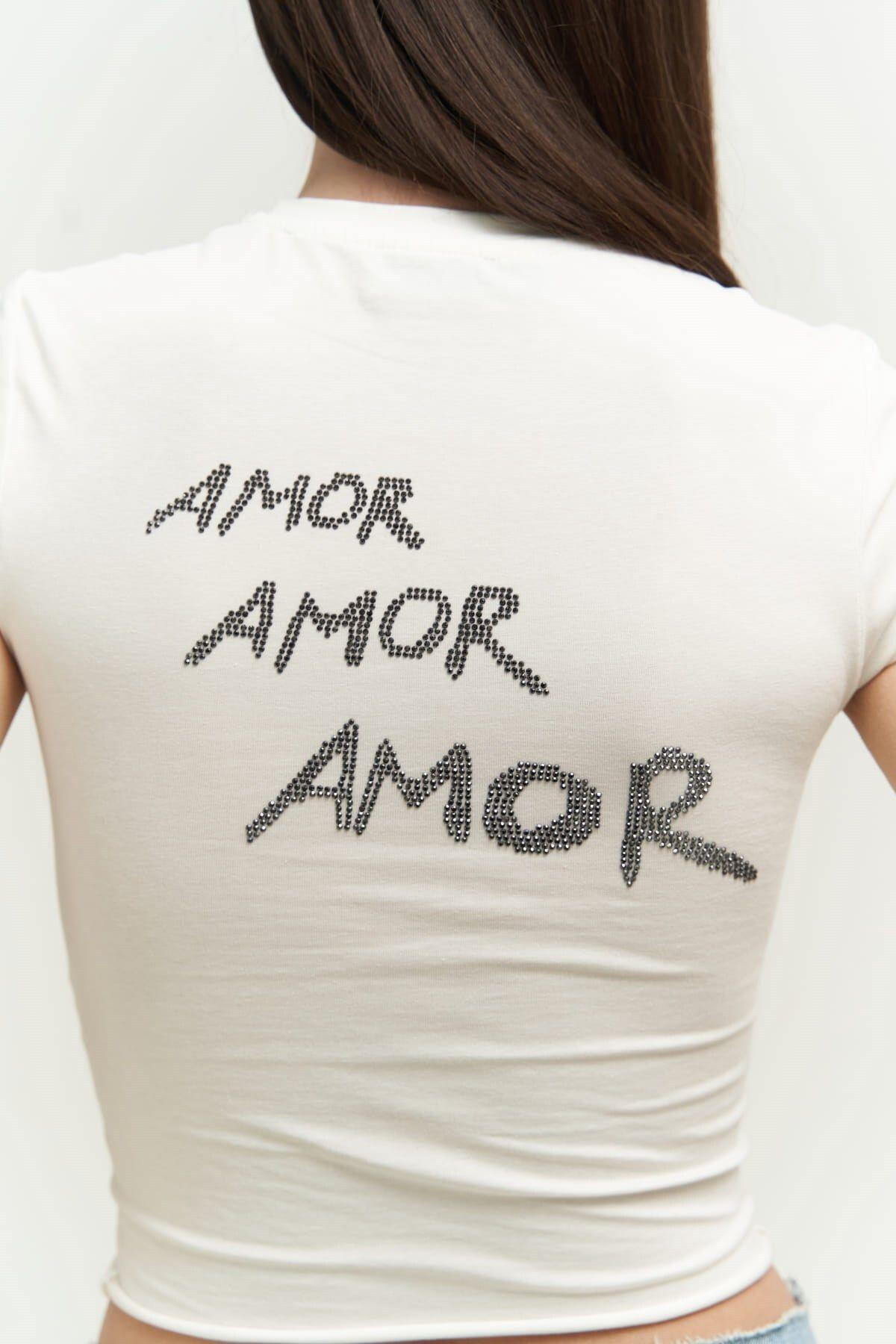 El Amor Beyaz Penye Crop