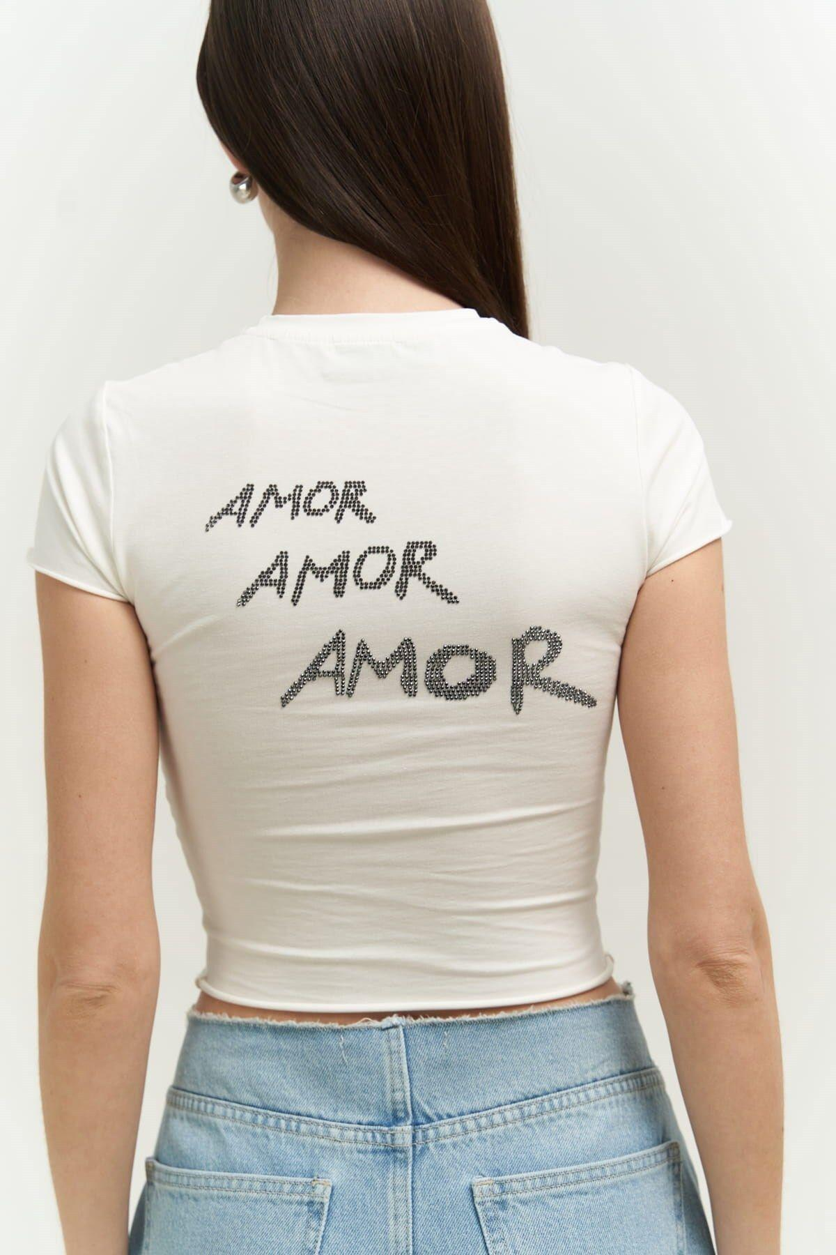 El Amor Beyaz Penye Crop