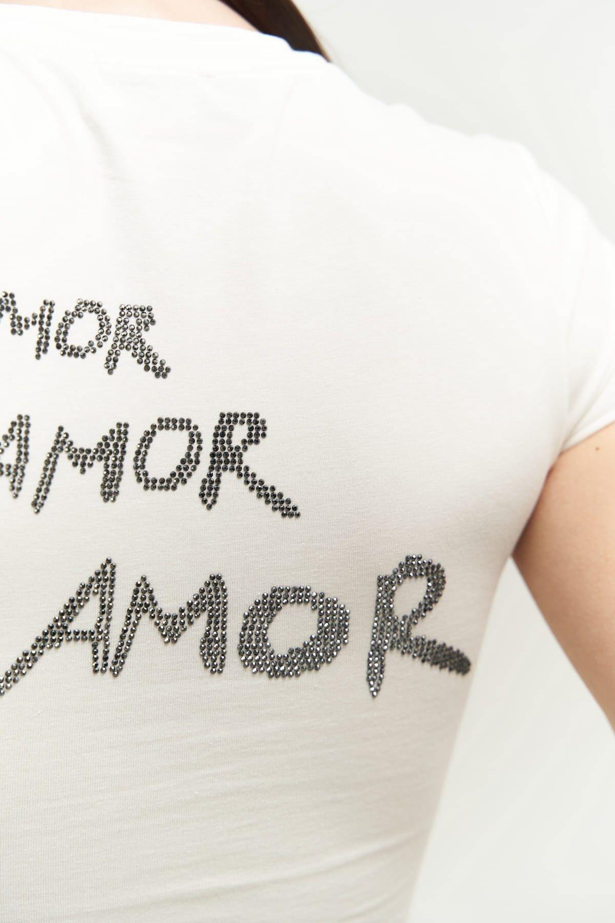 El Amor Beyaz Penye Crop