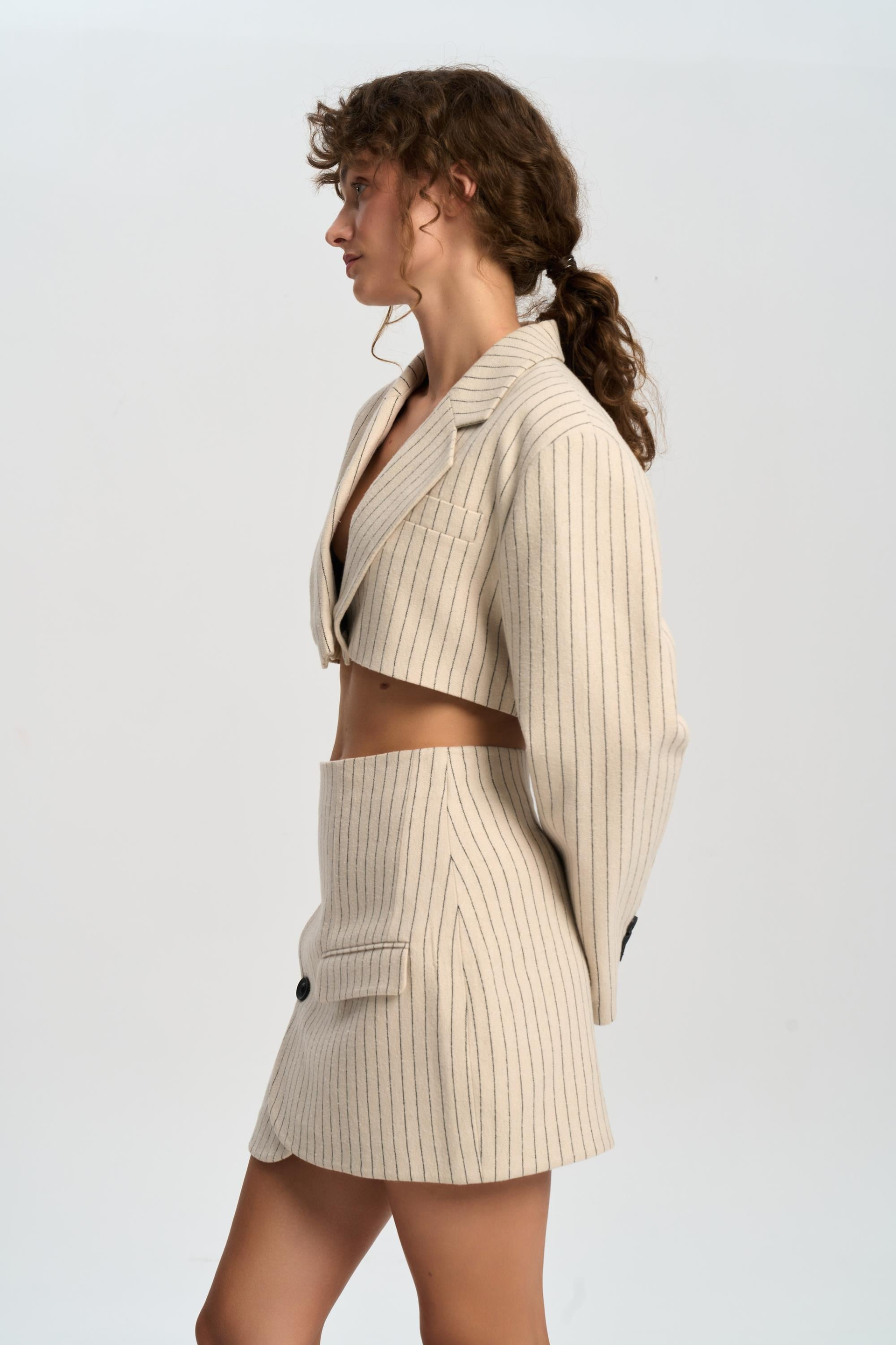 Elegant Bej Ceket-Etek Takım