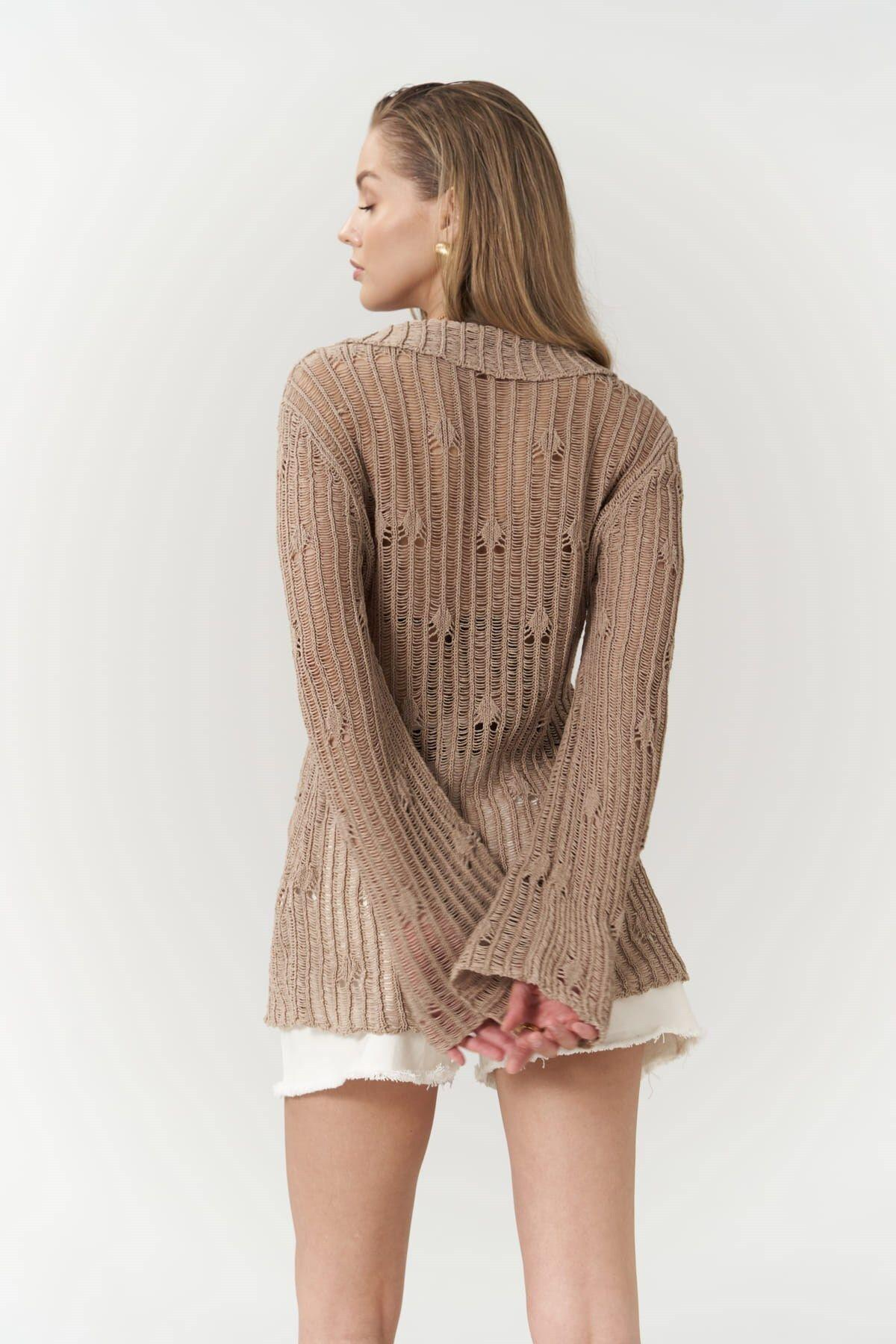 Elena Brown Knit Cardigan