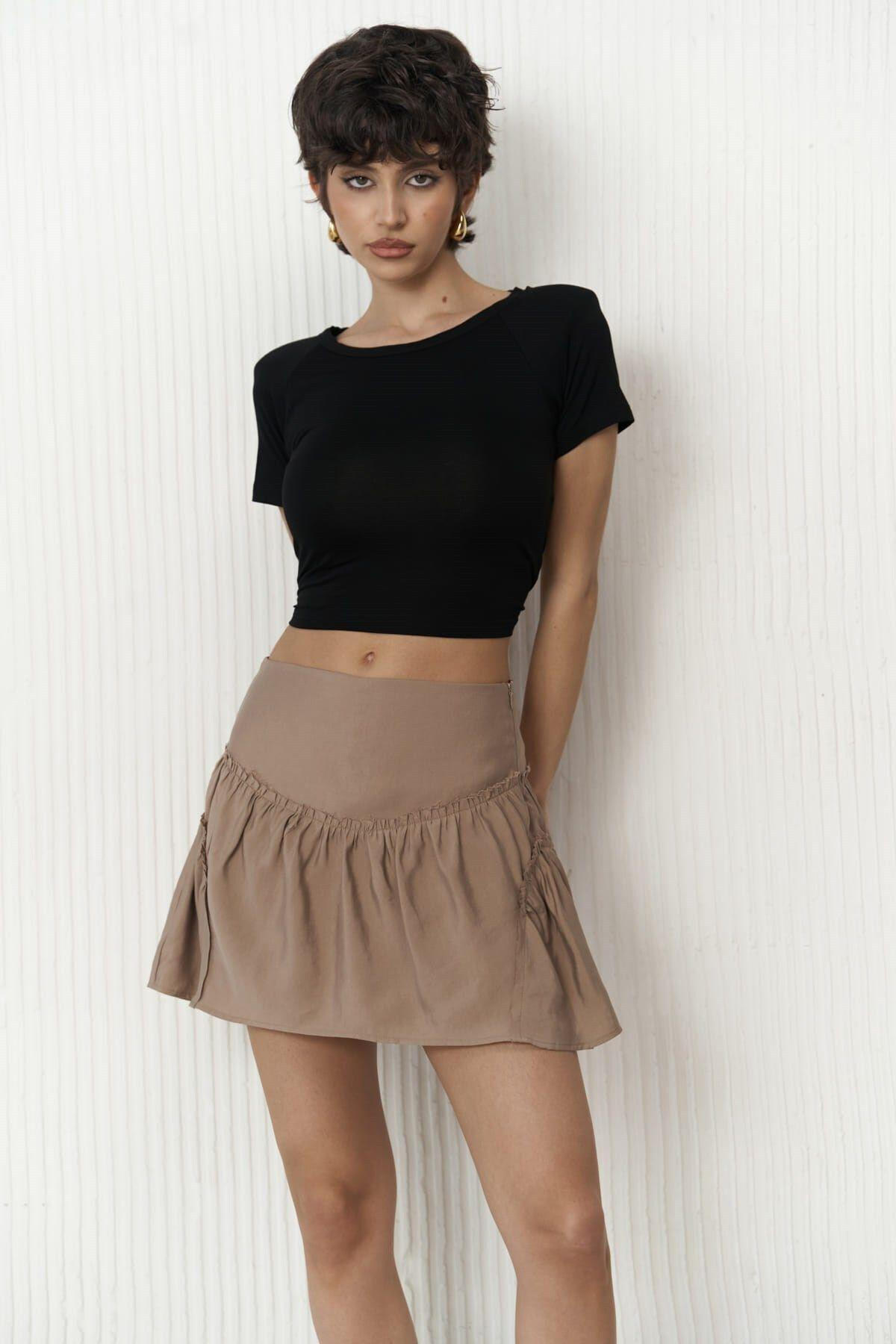 Elettra Brown Mini Skirt 