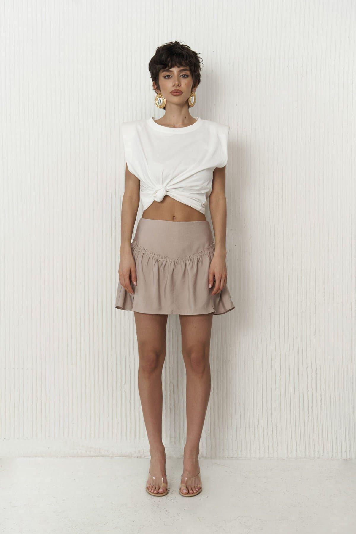 Elettra Beige Mini Skirt 