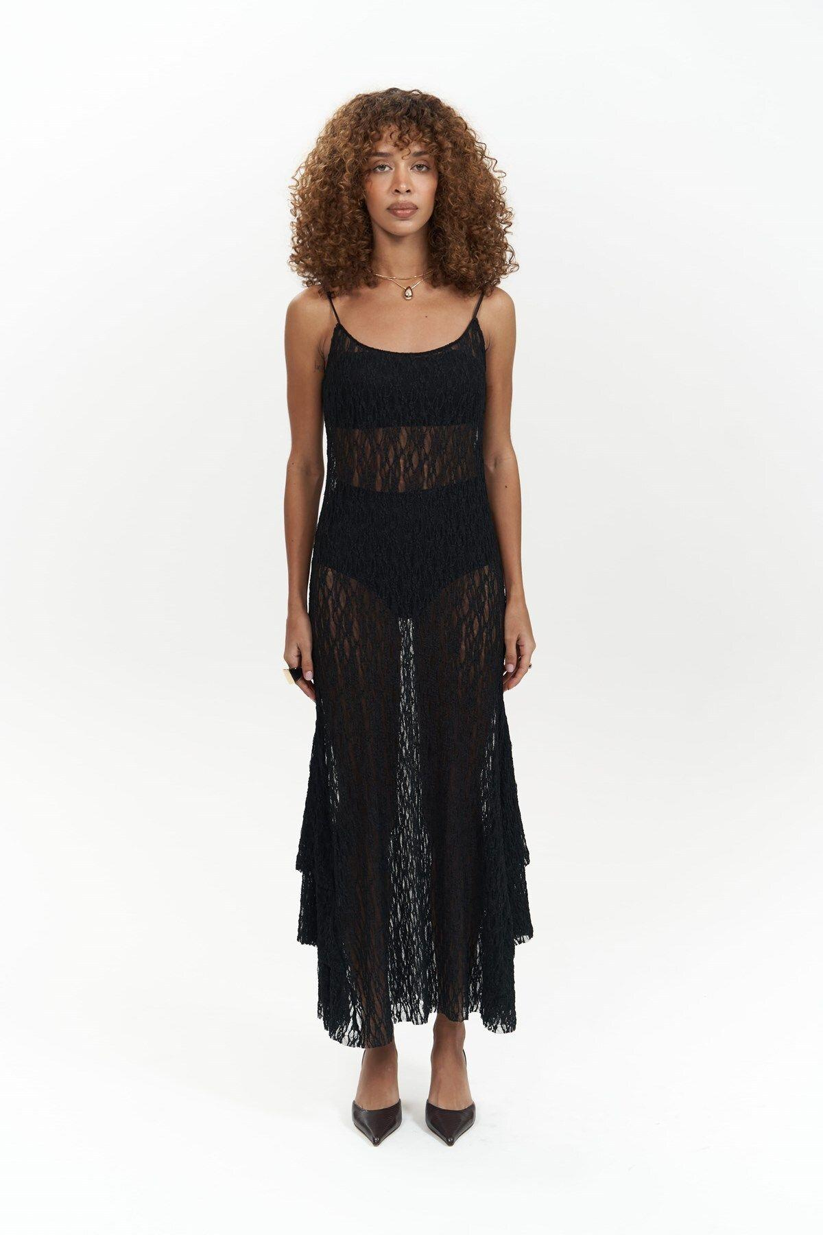 Eli Black Lace Maxi Dress