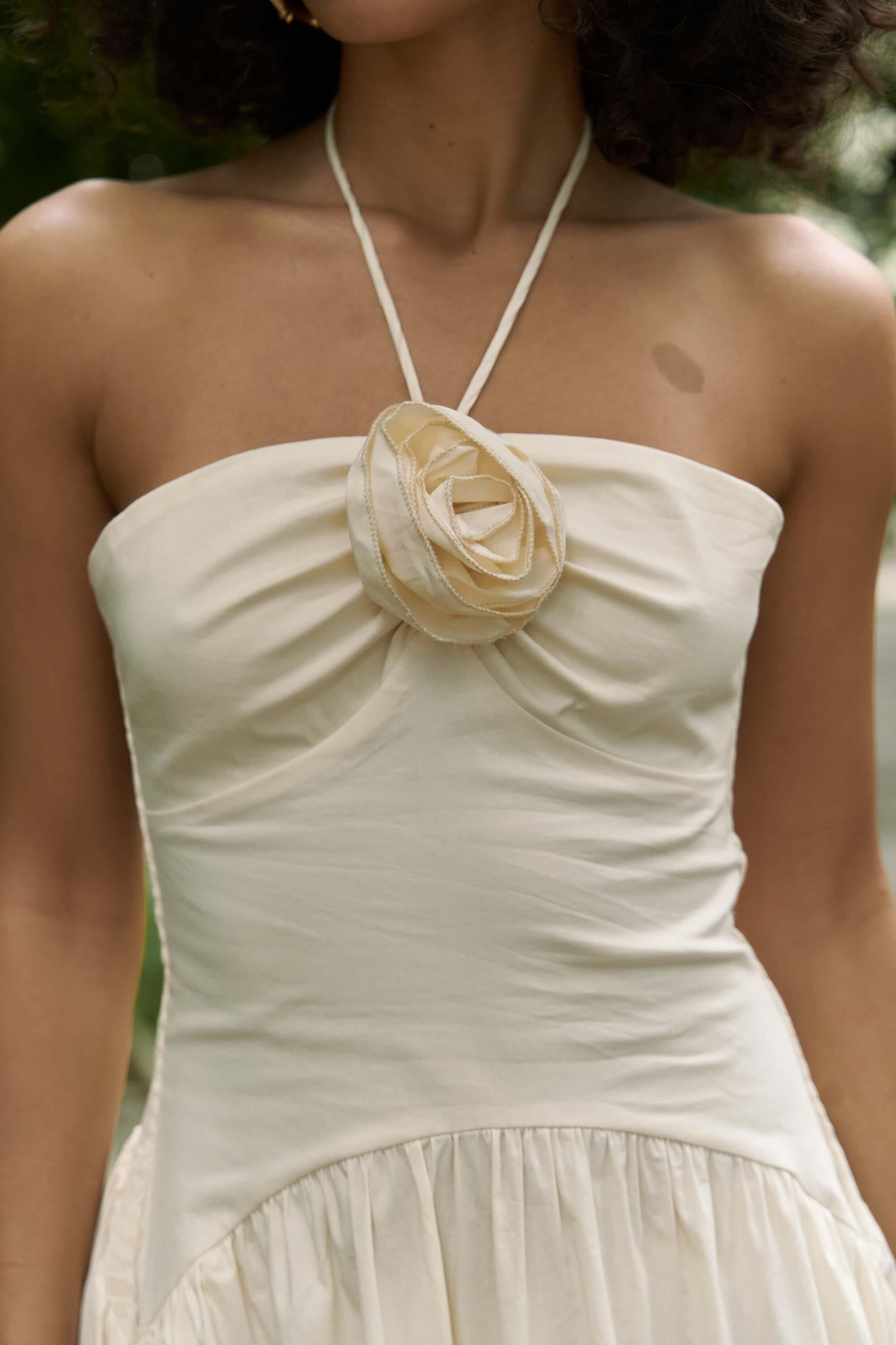 Elisa Gül Detay Sarı Uzun Elbise