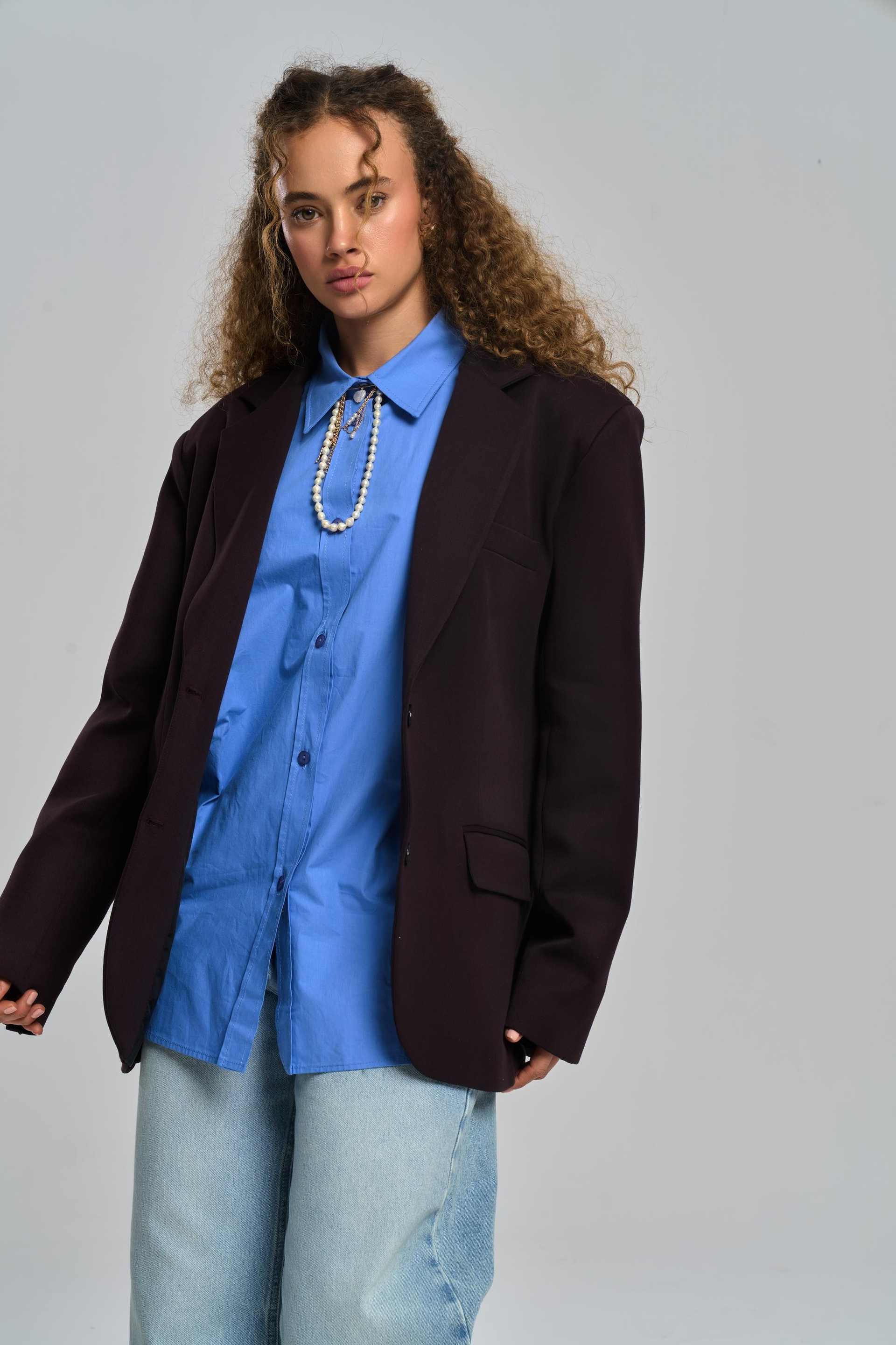 Emma Dikiş Detaylı Acı Kahve Blazer