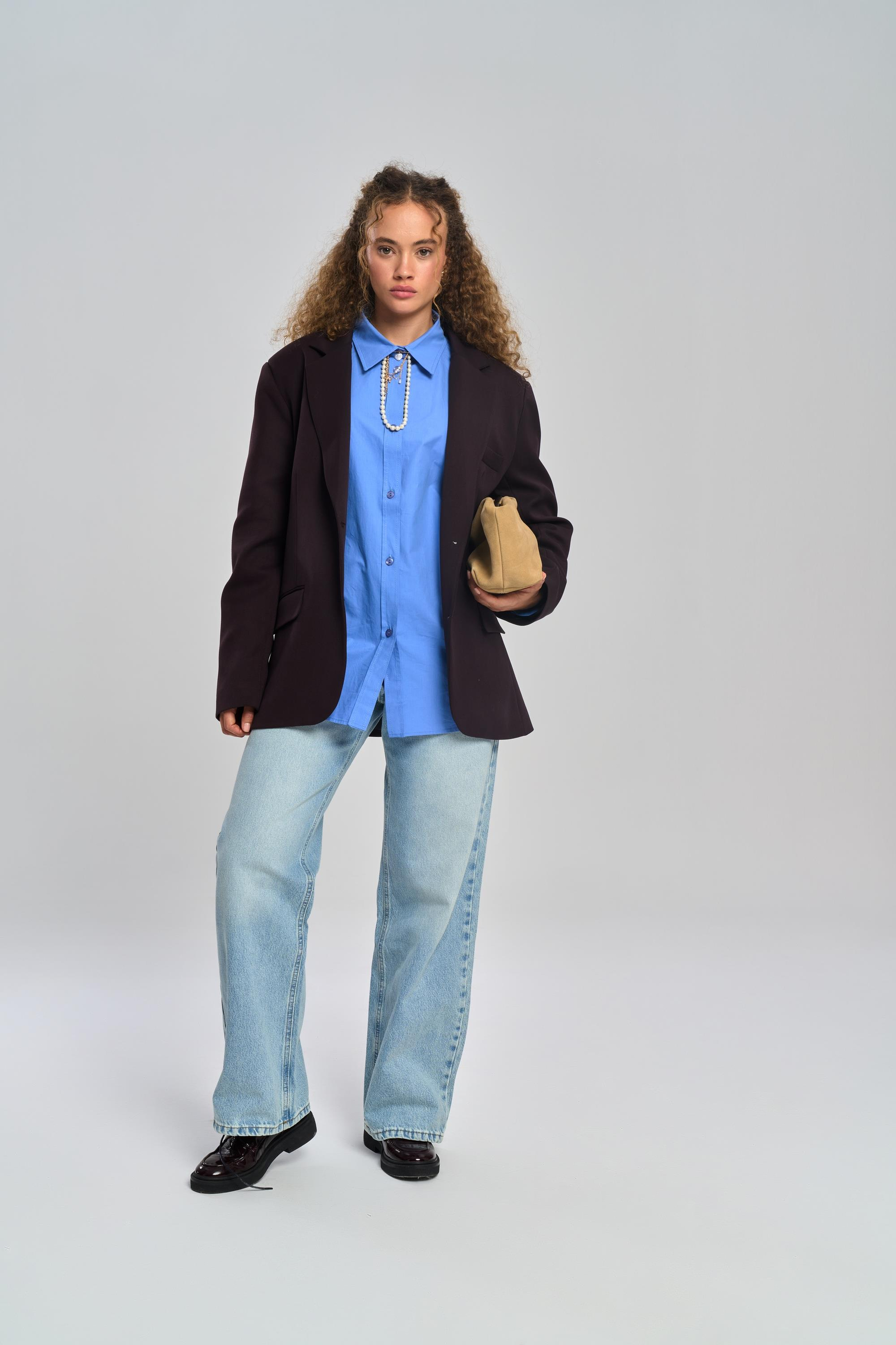 Emma Dikiş Detaylı Acı Kahve Blazer