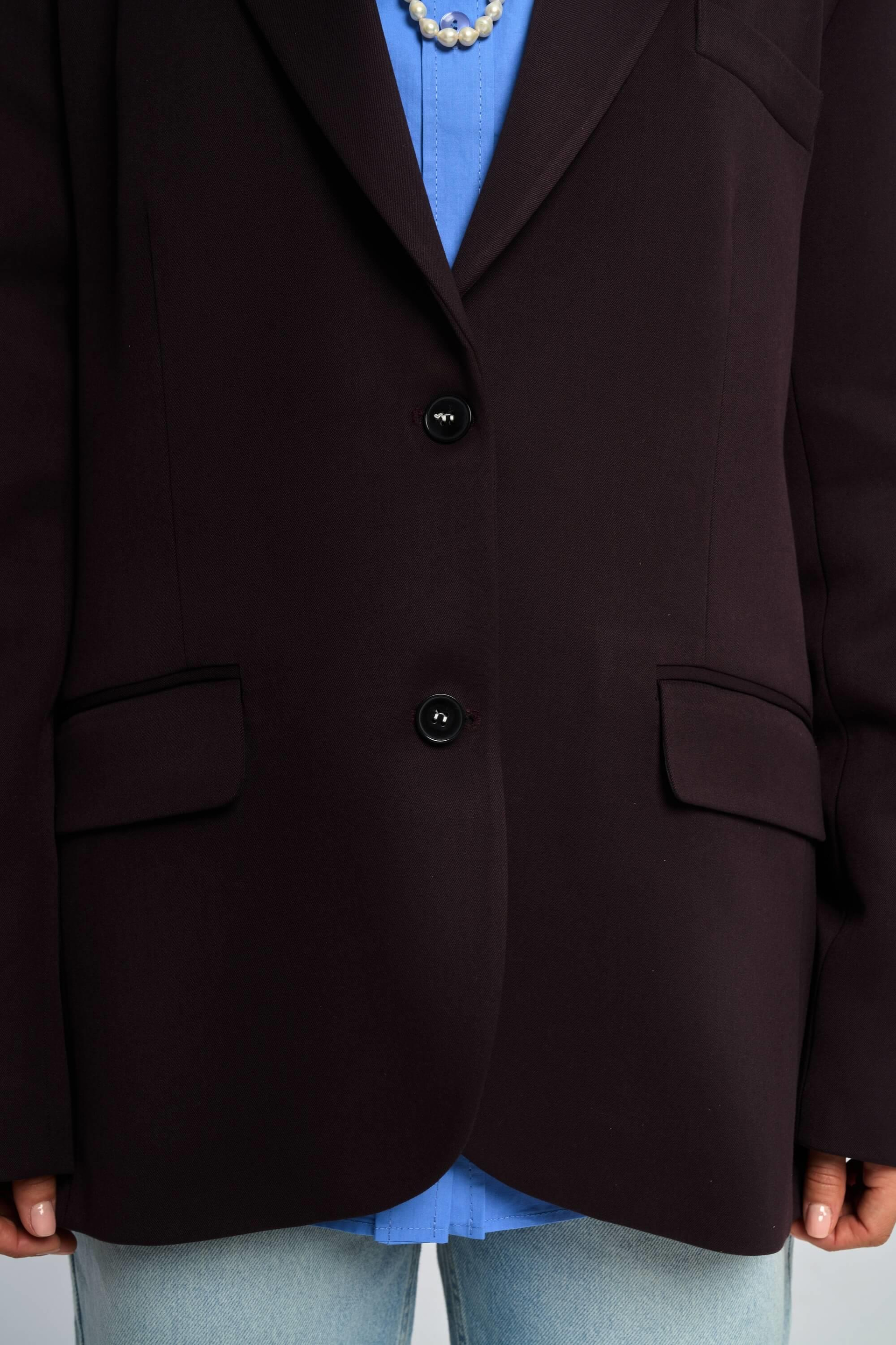 Emma Dikiş Detaylı Acı Kahve Blazer