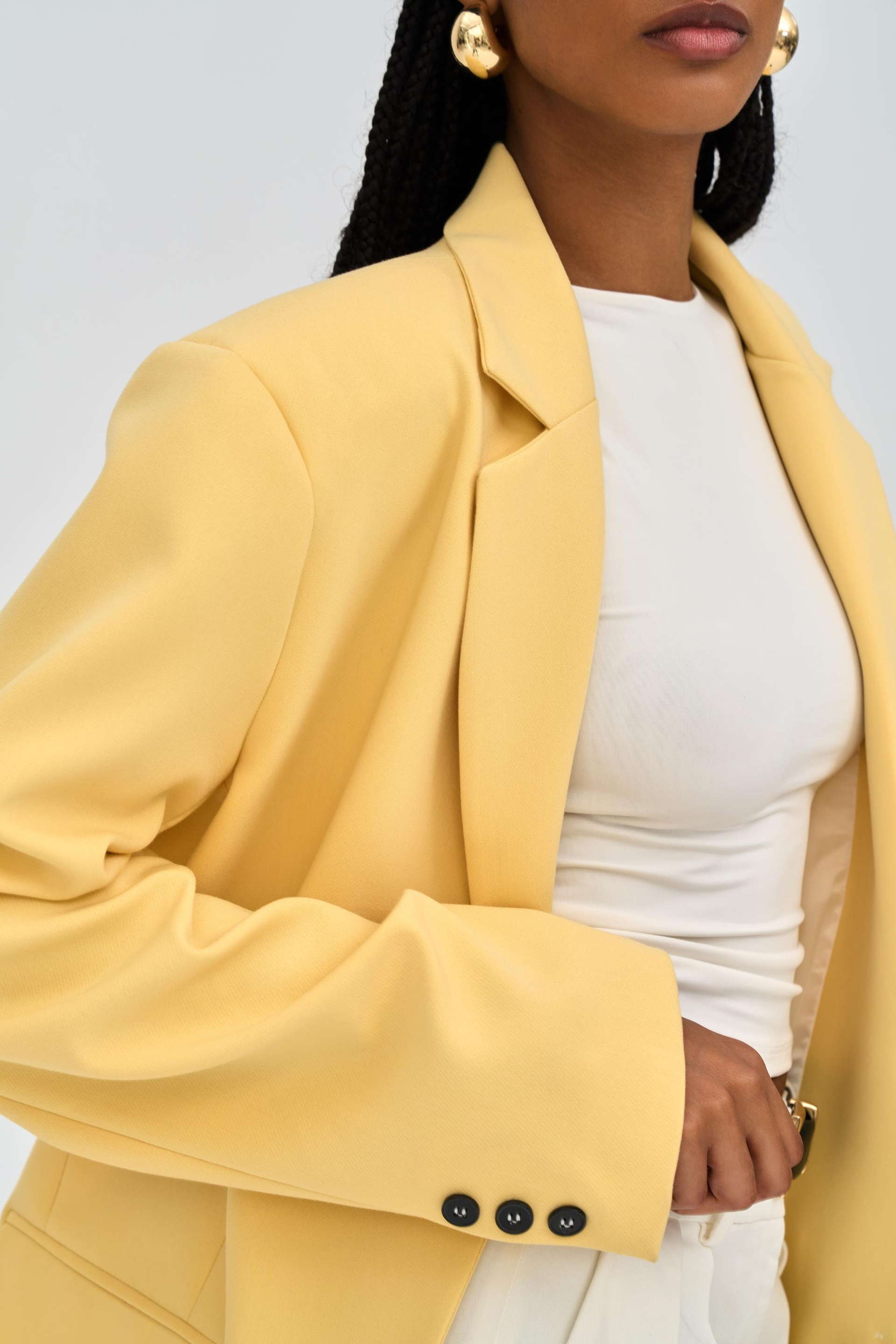 Emma Dikiş Detaylı Sarı Blazer