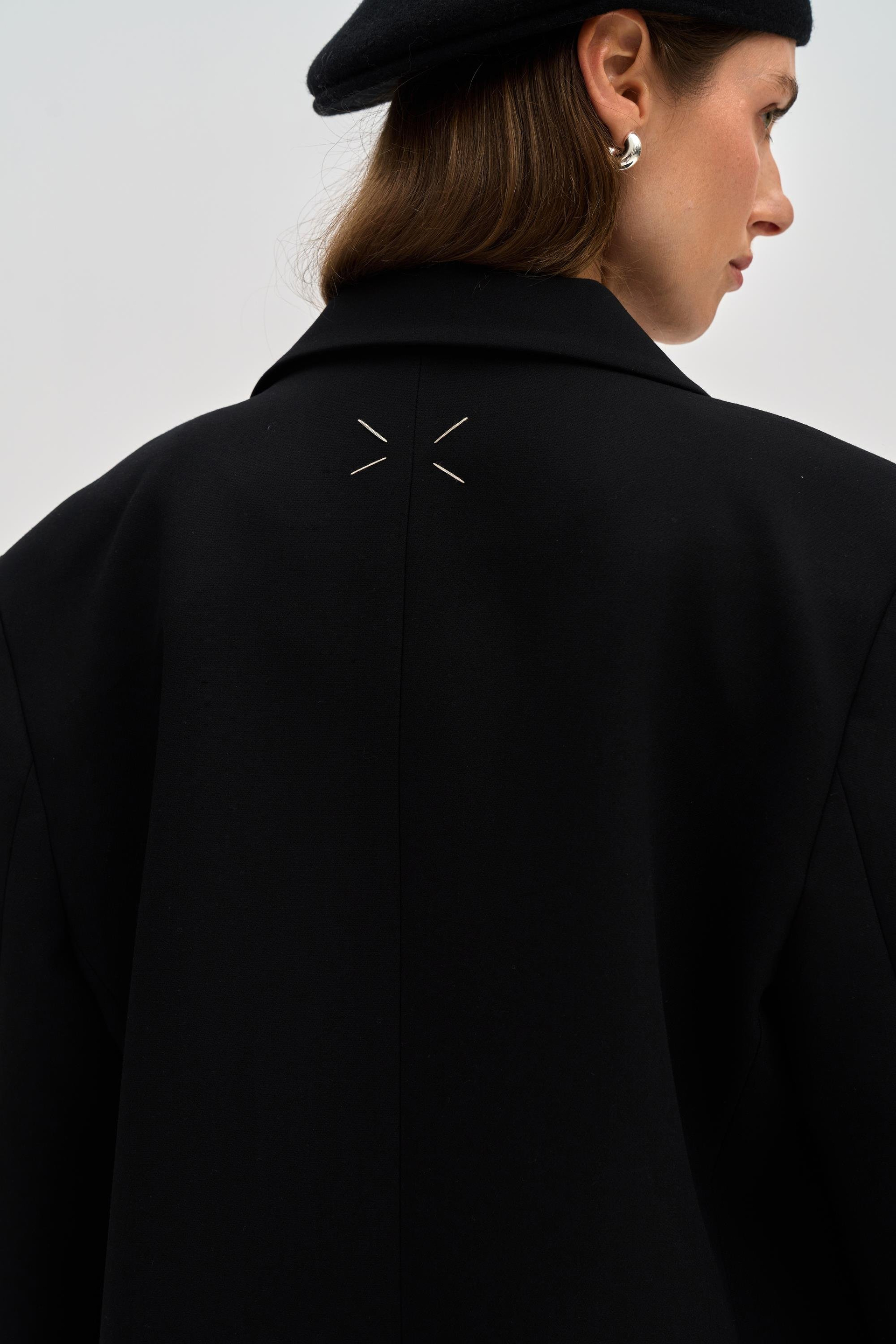 Emma Stitch Detailed Black Blazer