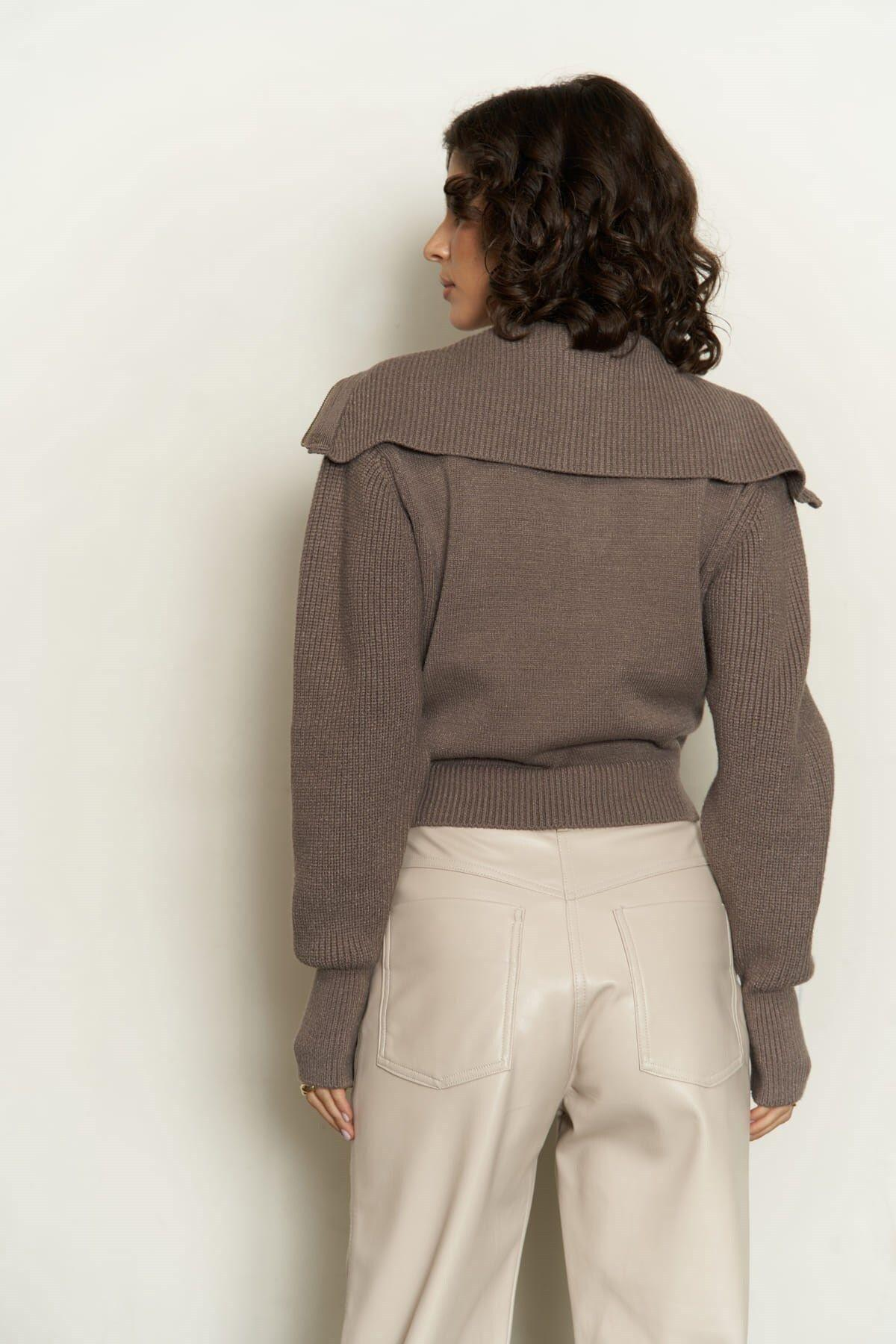 Endless Yarım Fermuarlı Vizon Kazak