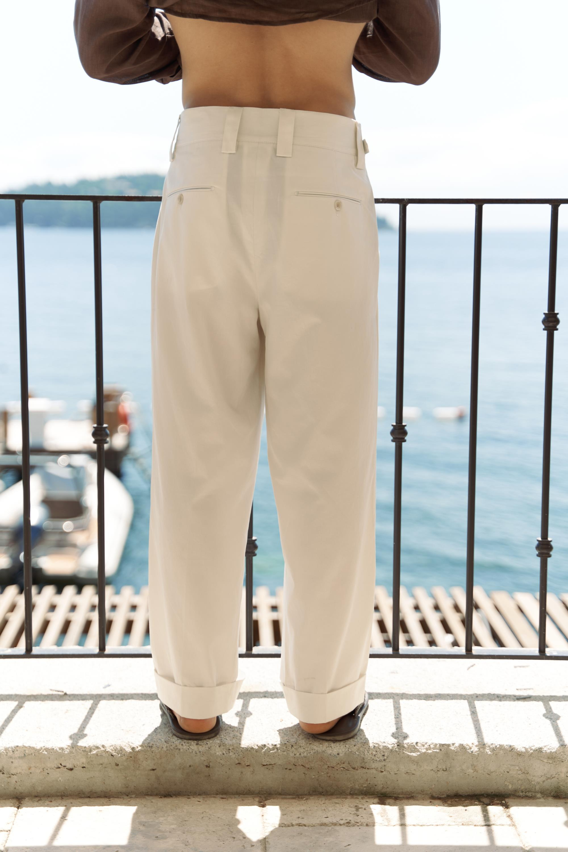 Enrico Kemer Detay Ekru Erkek Pantolon