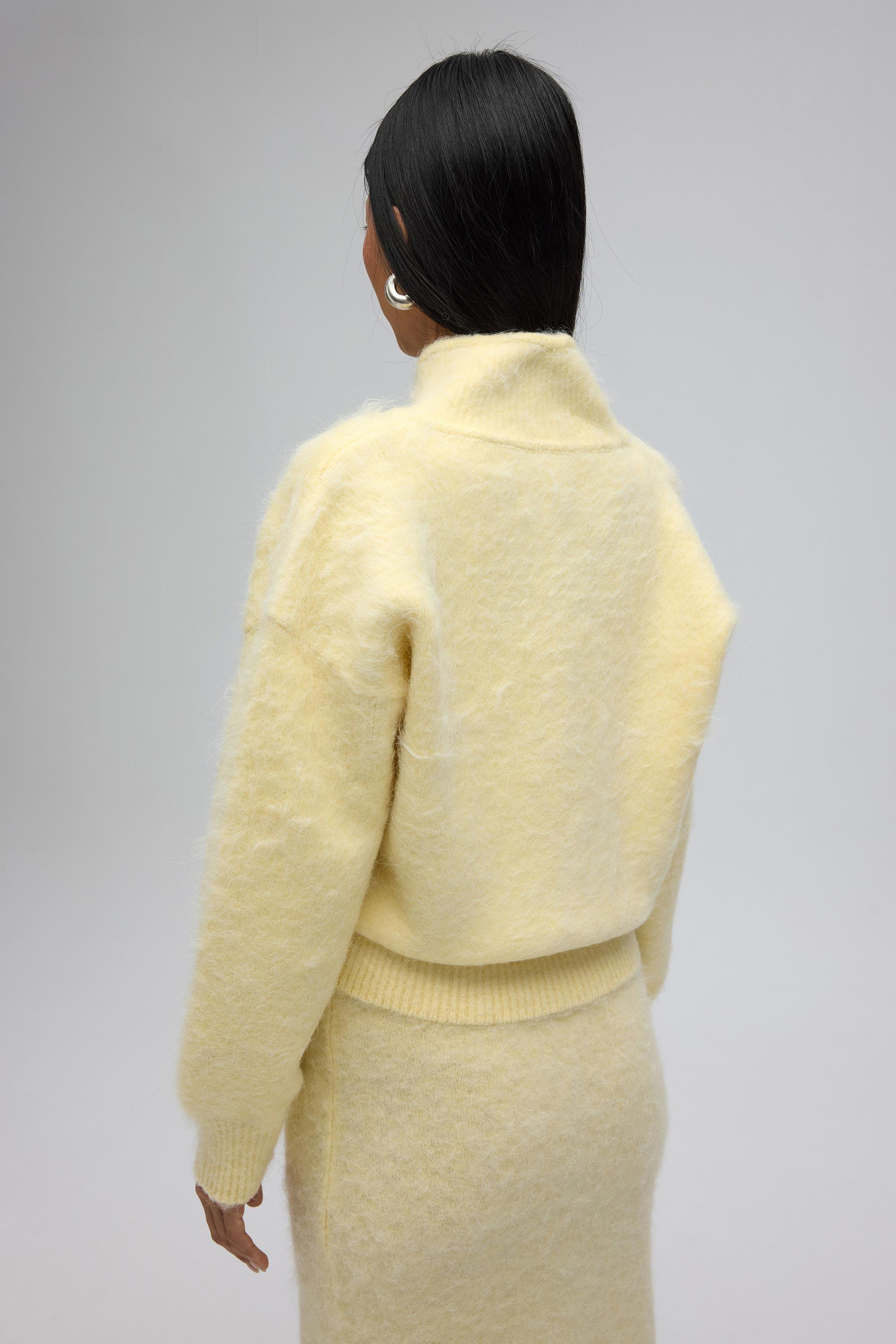 Eskara Fermuarlı Sarı Triko Hırka