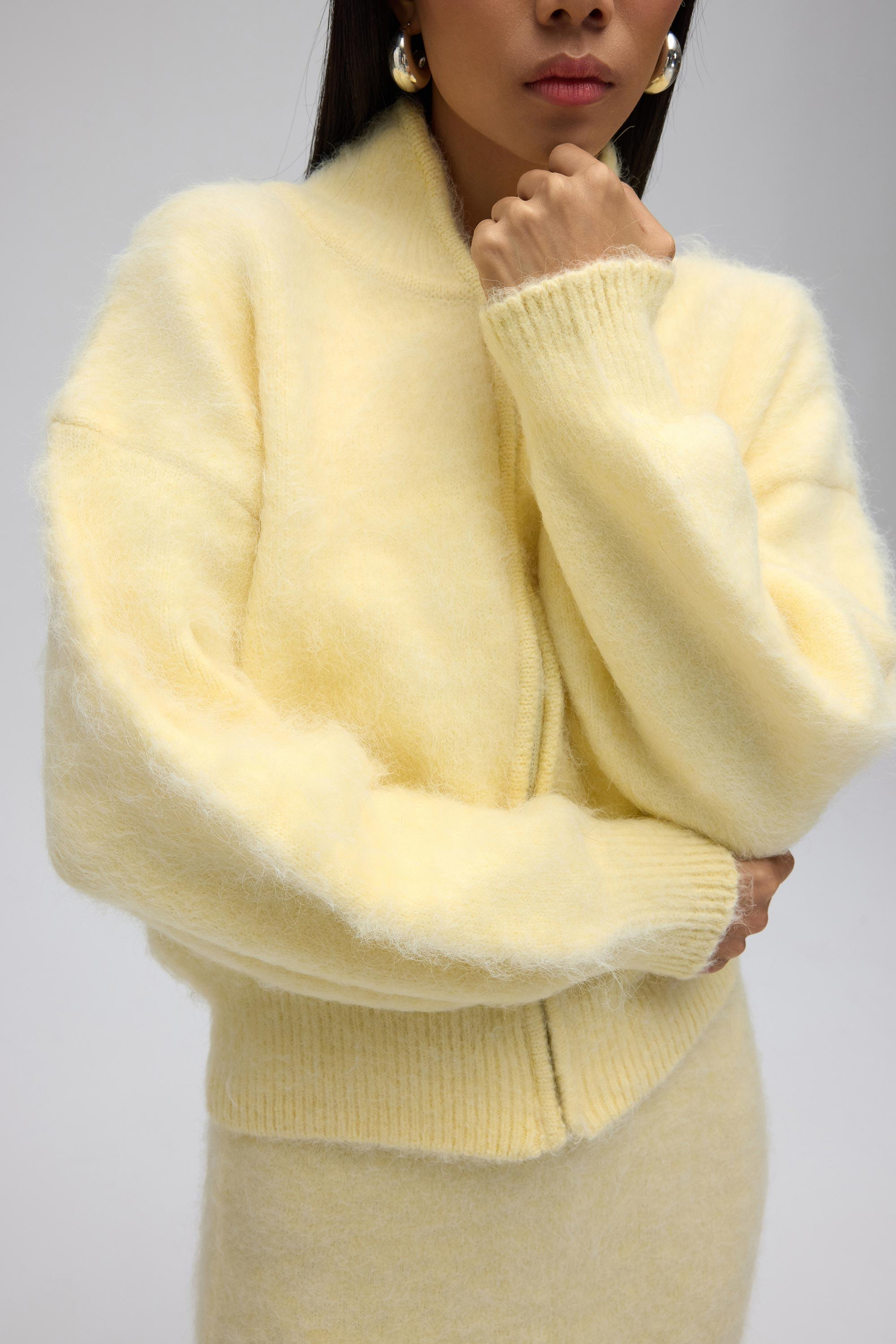 Eskara Fermuarlı Sarı Triko Hırka