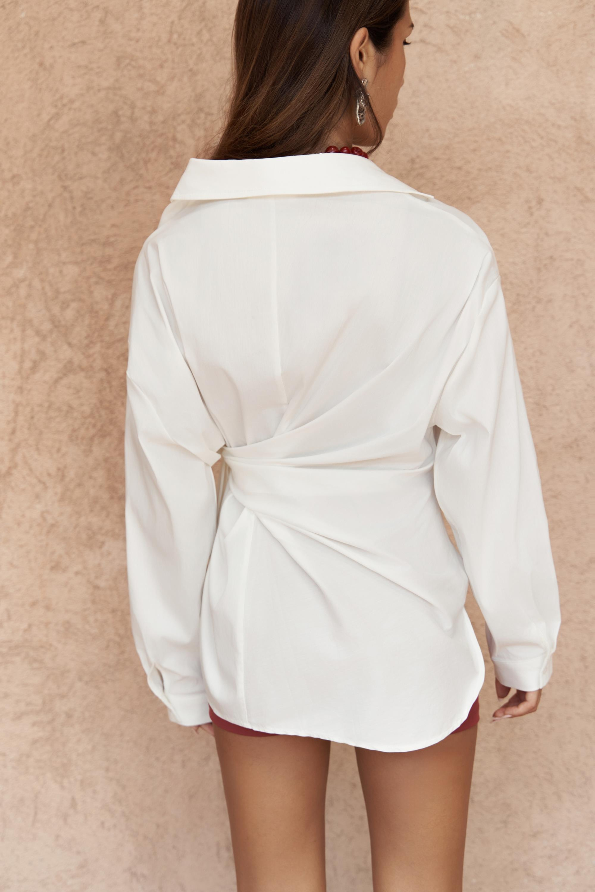 Ester Bağlamalı Ekru Gömlek