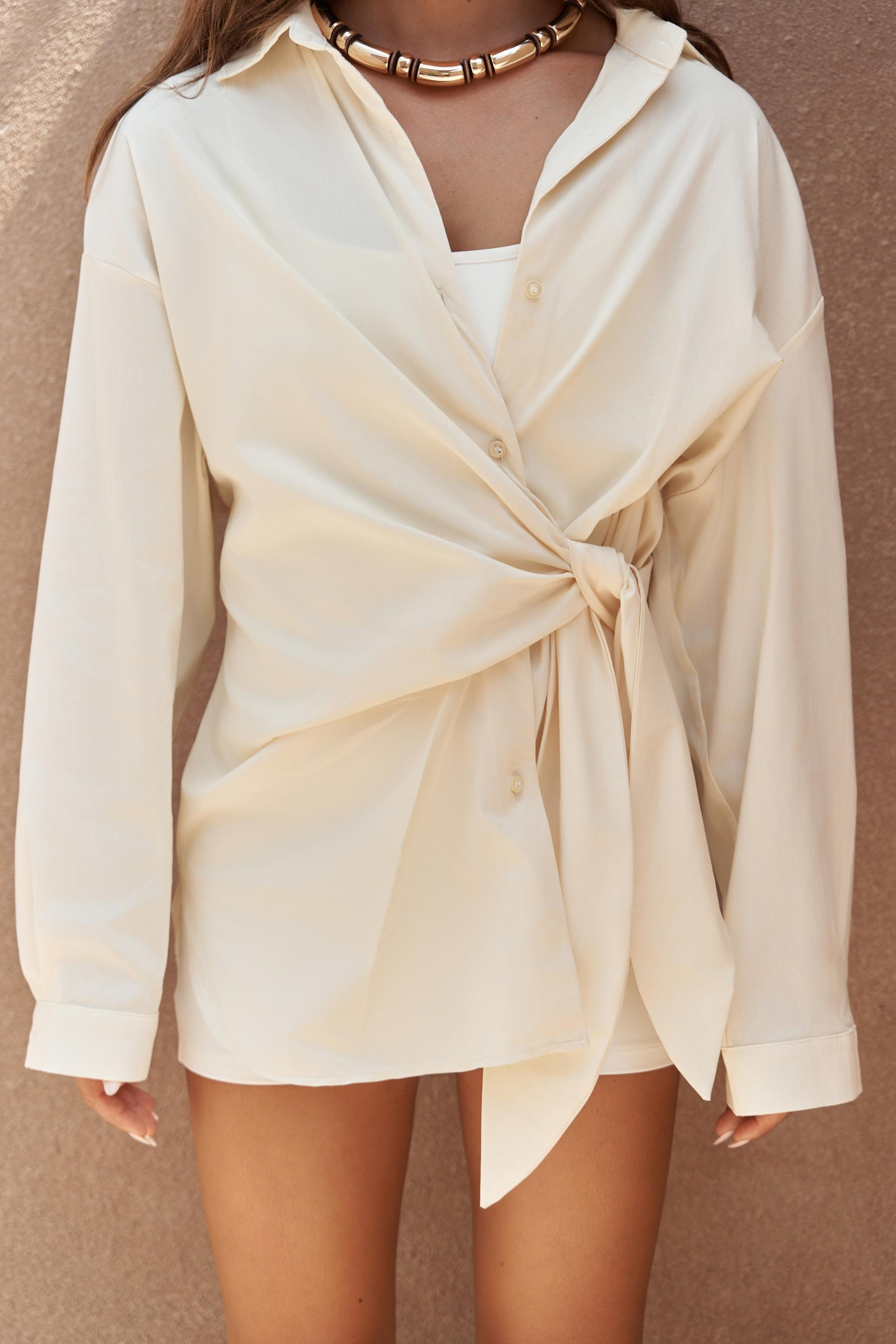 Ester Bağlamalı Sarı Gömlek