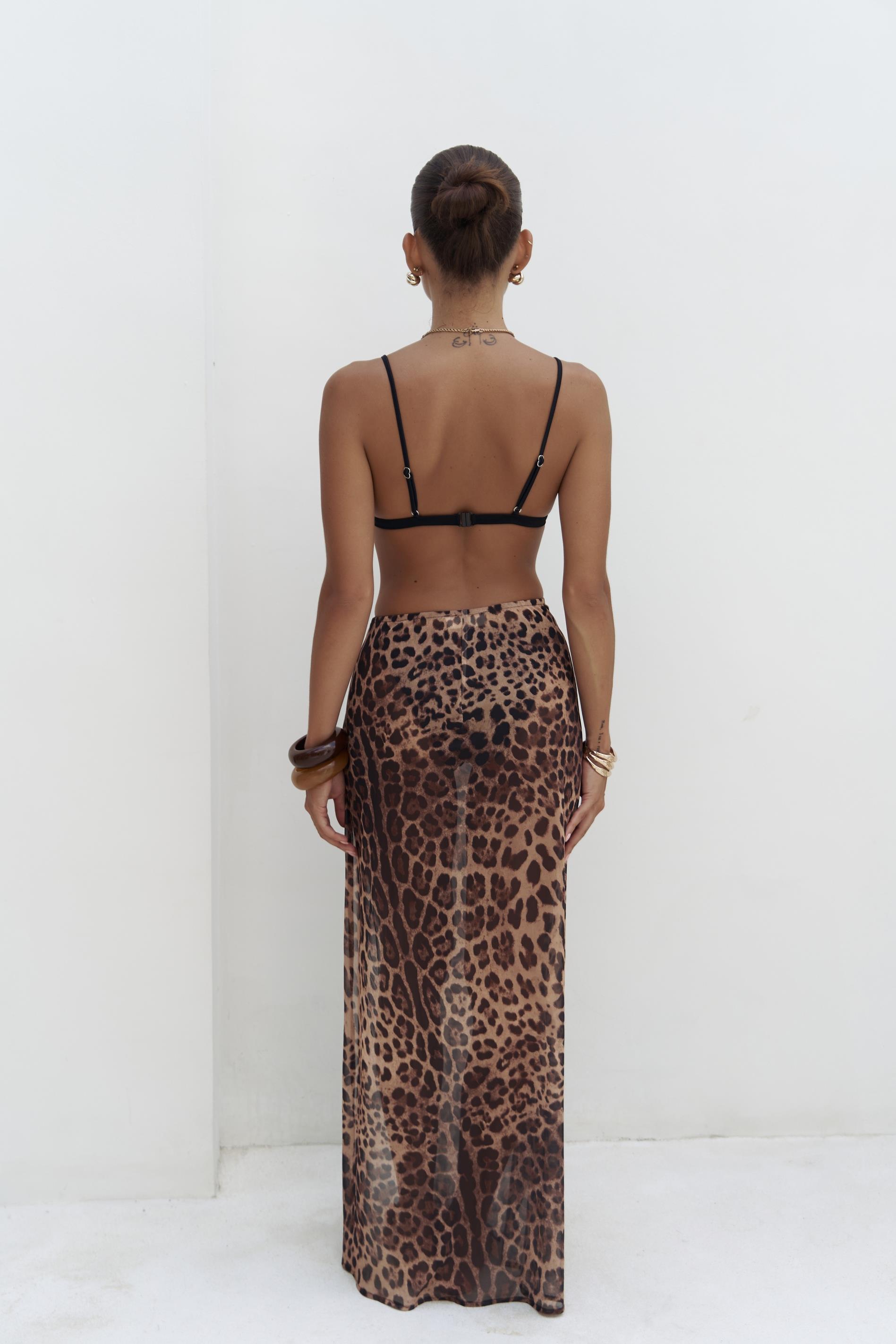 Evgenios Tokalı Leopar Desenli Uzun Etek 