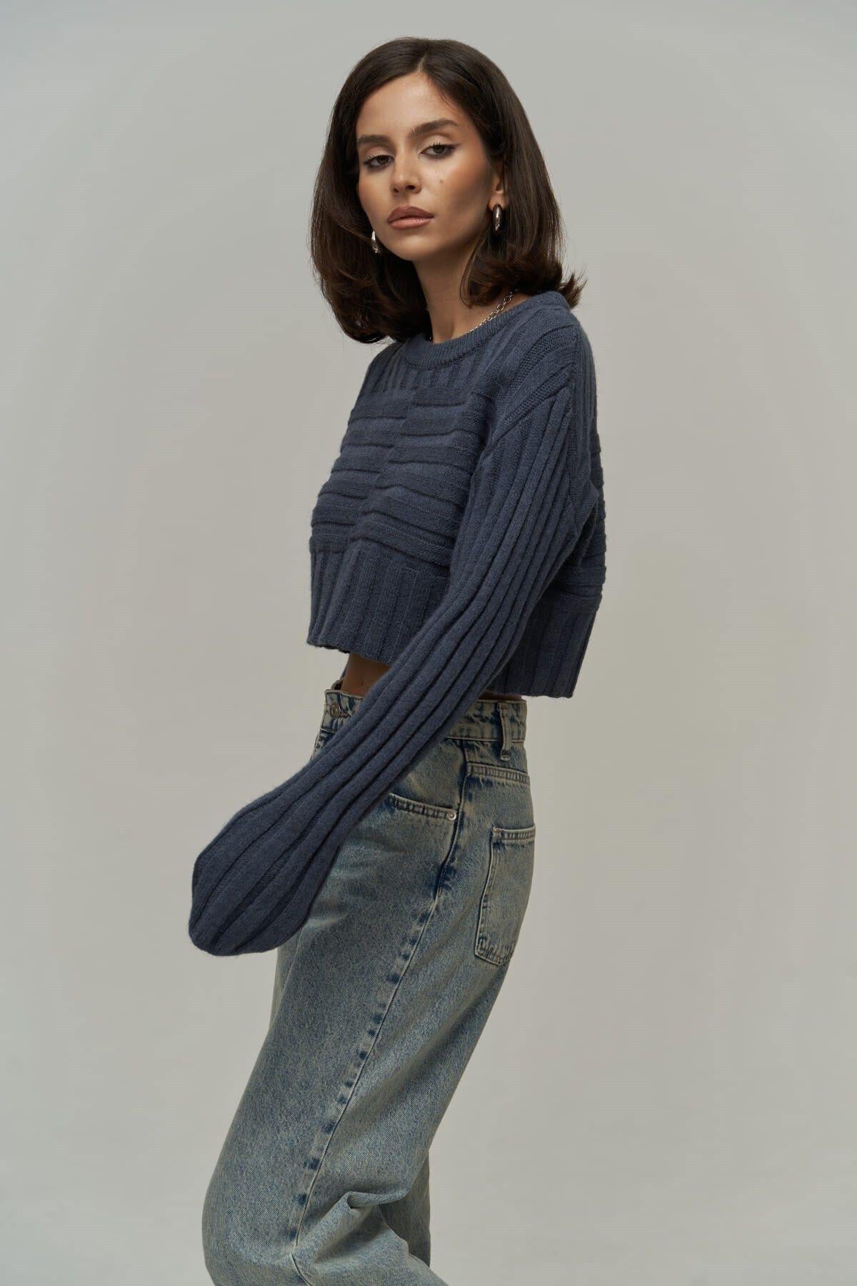 Mai Collection Farm Indigo Crop Sweater