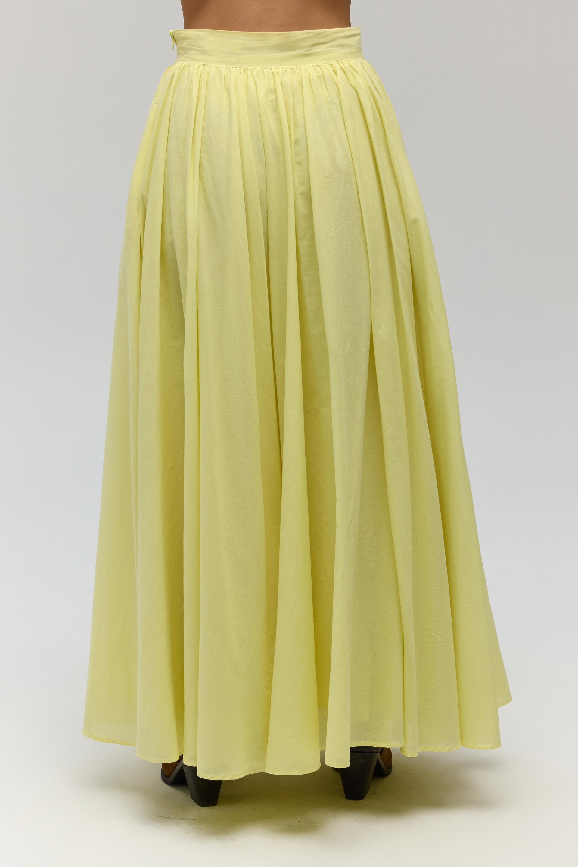 Faylinn Pleated Yellow Long Skirt