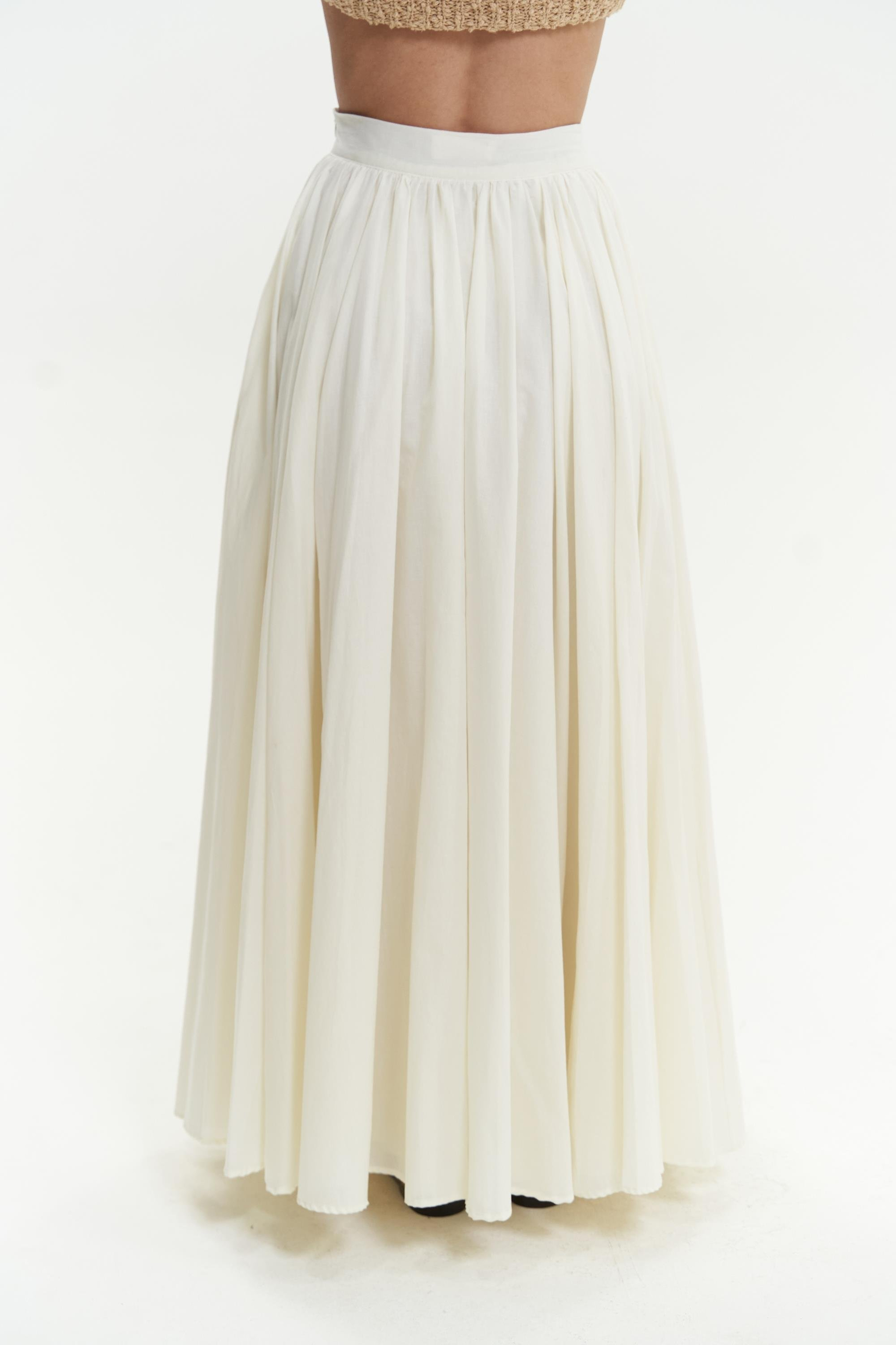 Faylinn Pileli Uzun Ekru Etek