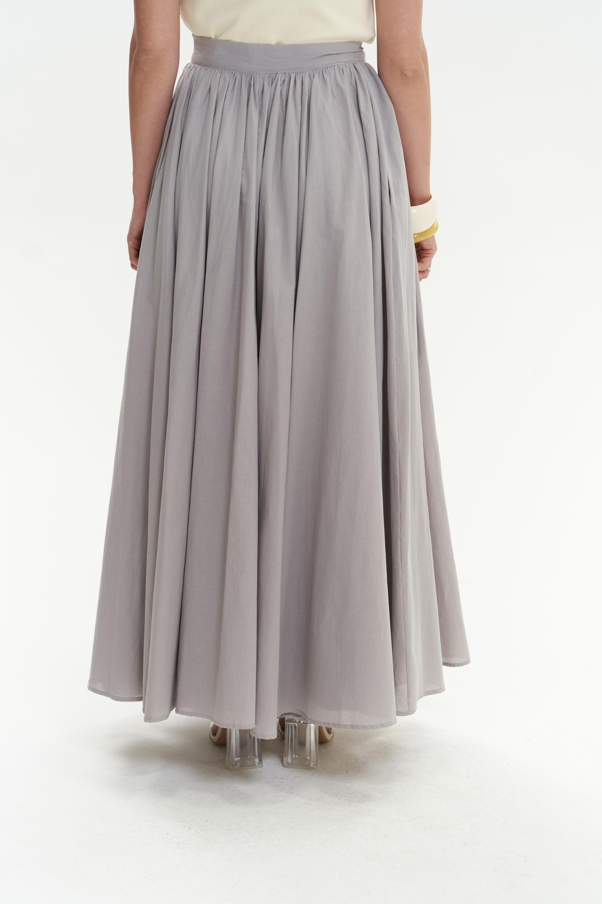 Faylinn Pileli Uzun Gri Etek