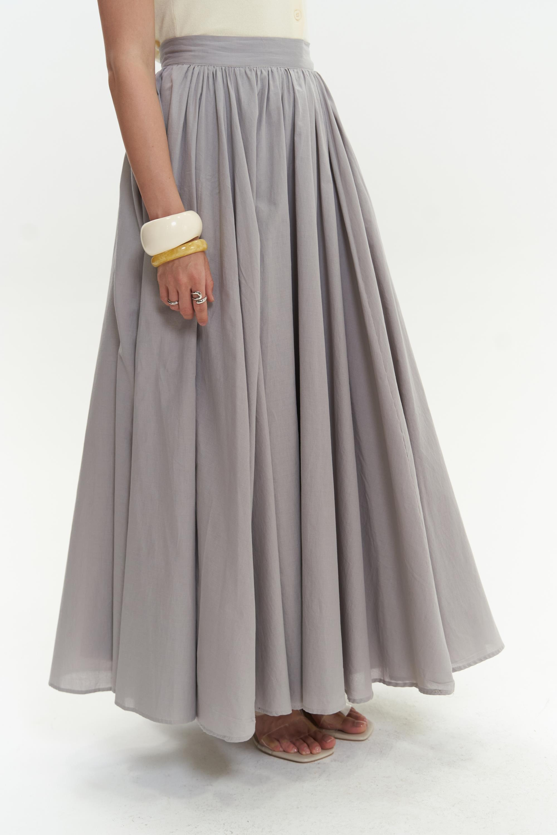 Faylinn Pileli Uzun Gri Etek