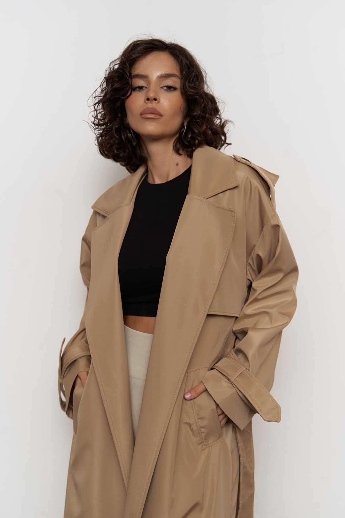 Femme Bej Oversize Trençkot