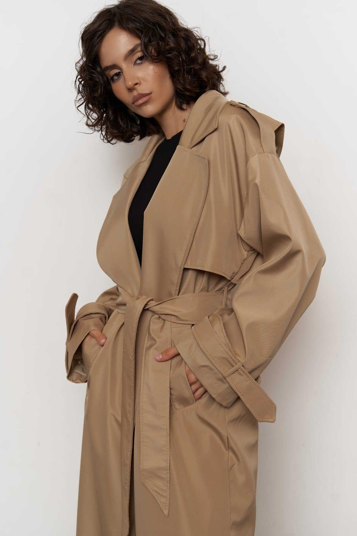 Femme Bej Oversize Trençkot