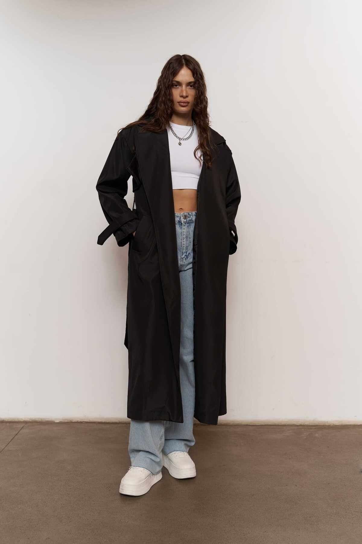 Mai Femme Black Oversize Trenchcoat