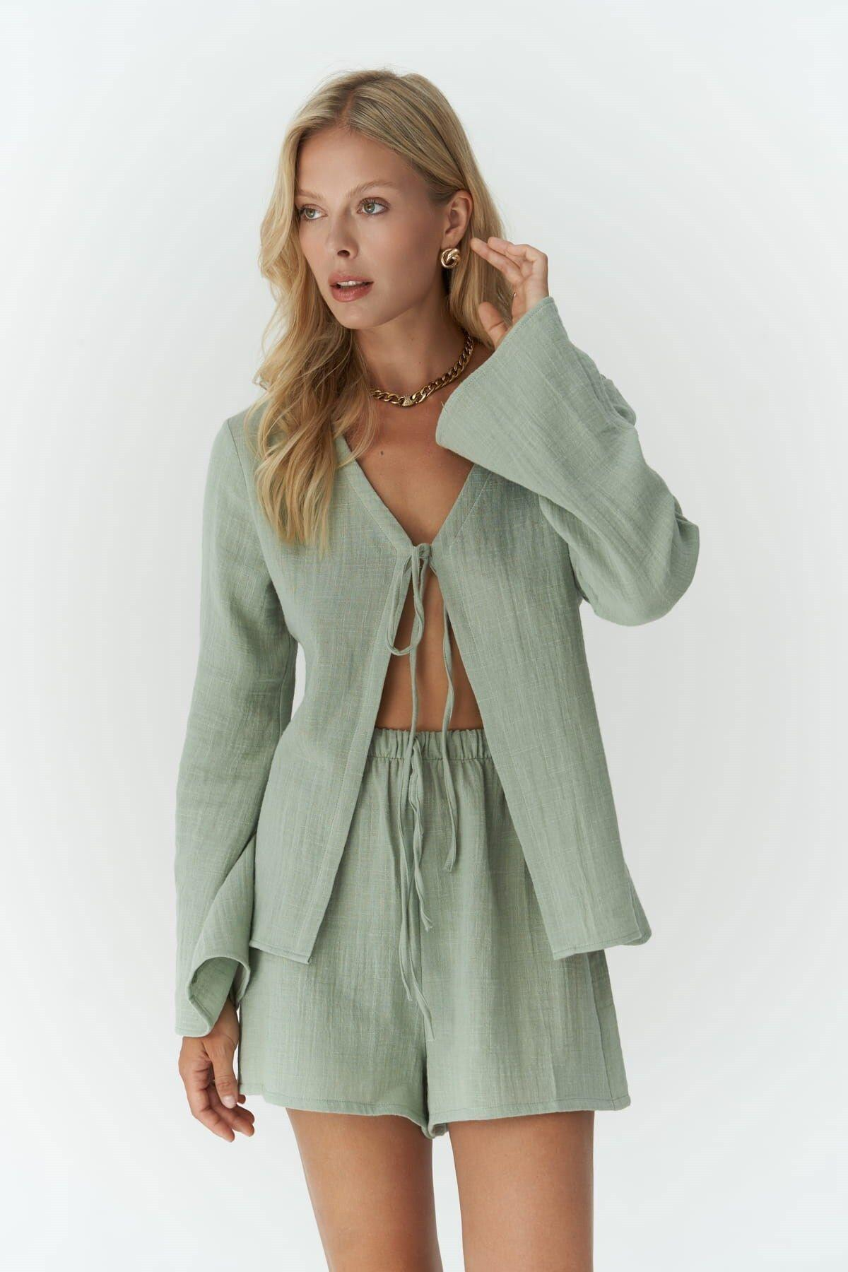 Ferriday Light Green Shirt&Shorts Set