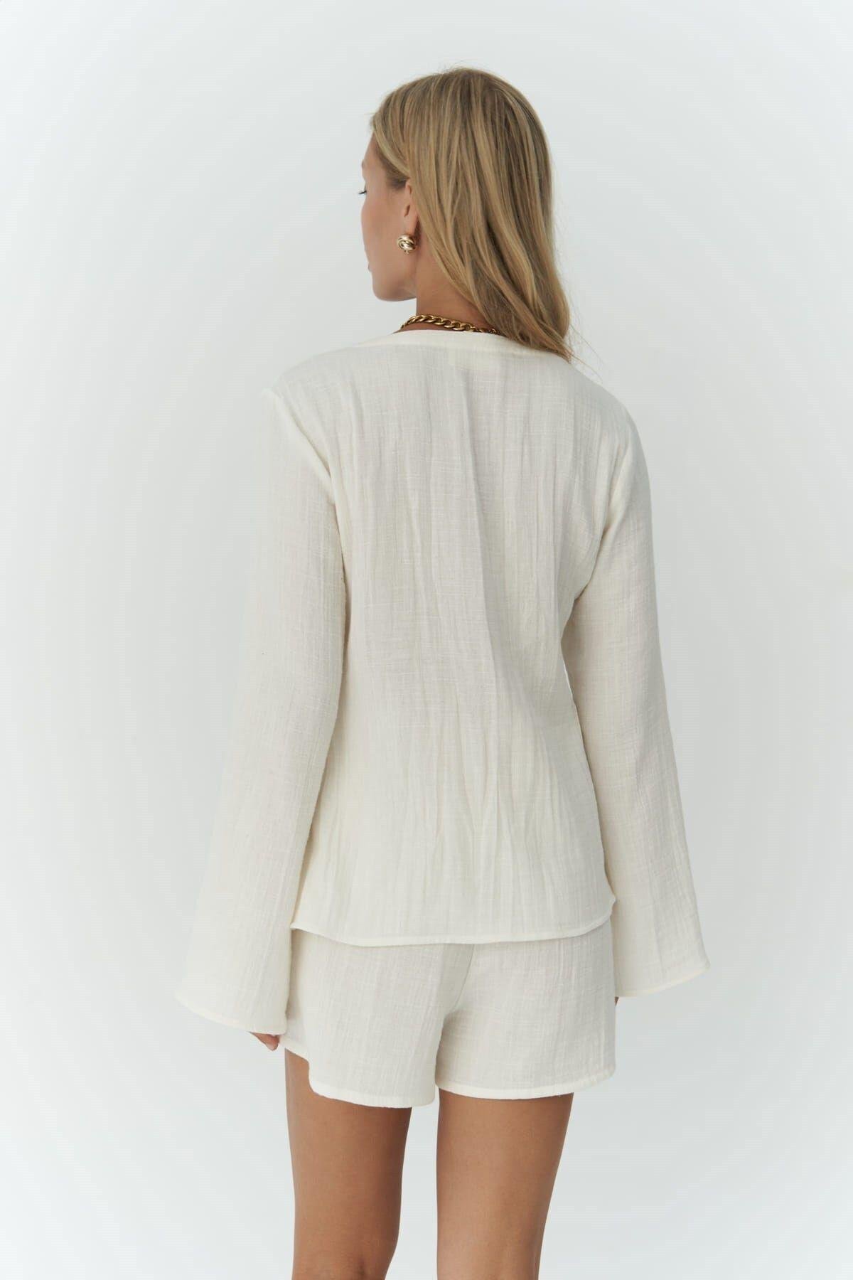 Ferriday Ekru Gömlek Şort Takım