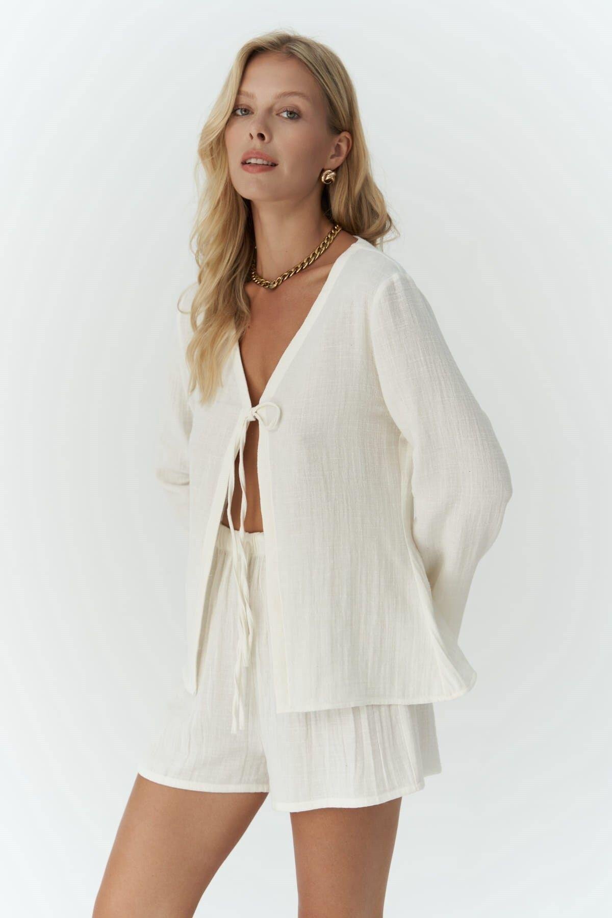 Ferriday Ekru Gömlek Şort Takım