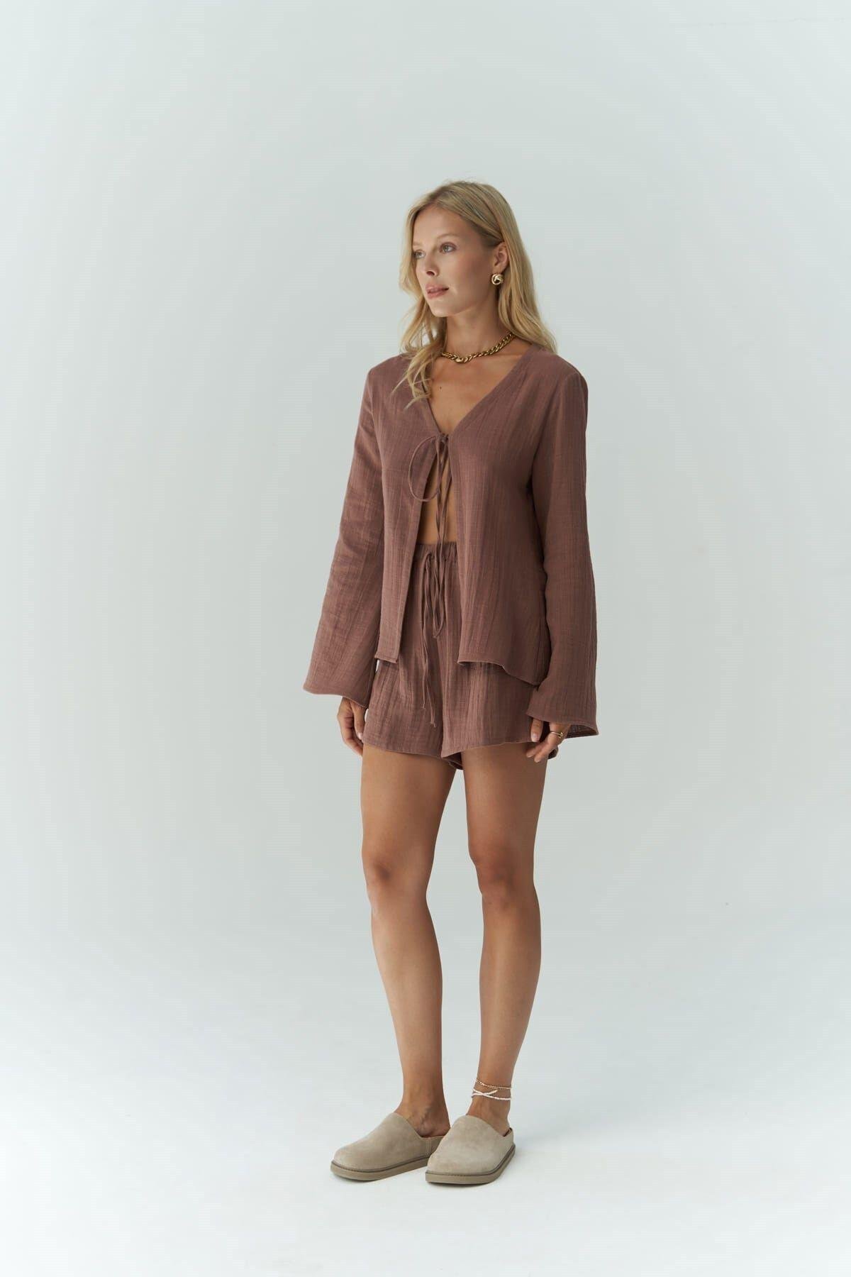 Ferriday Kahve Gömlek Şort Takım