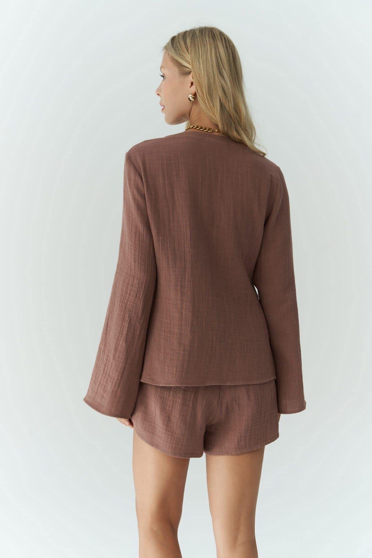 Ferriday Kahve Gömlek Şort Takım