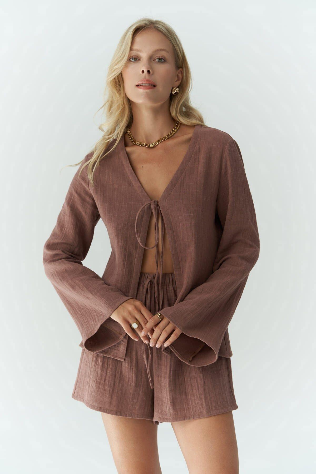 Ferriday Kahve Gömlek Şort Takım