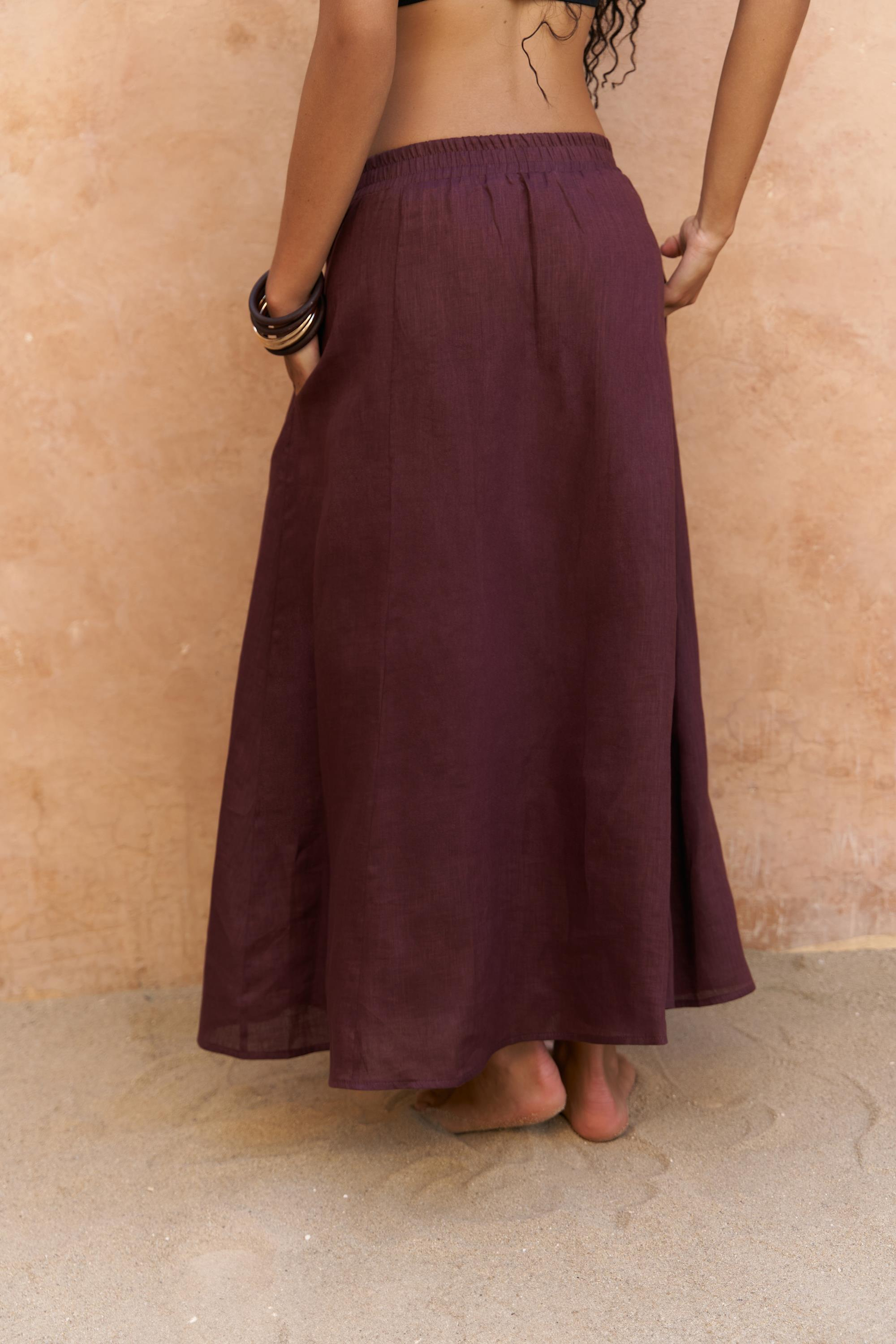 Fiametta Salaş Bordo Keten Yelek Etek Takım