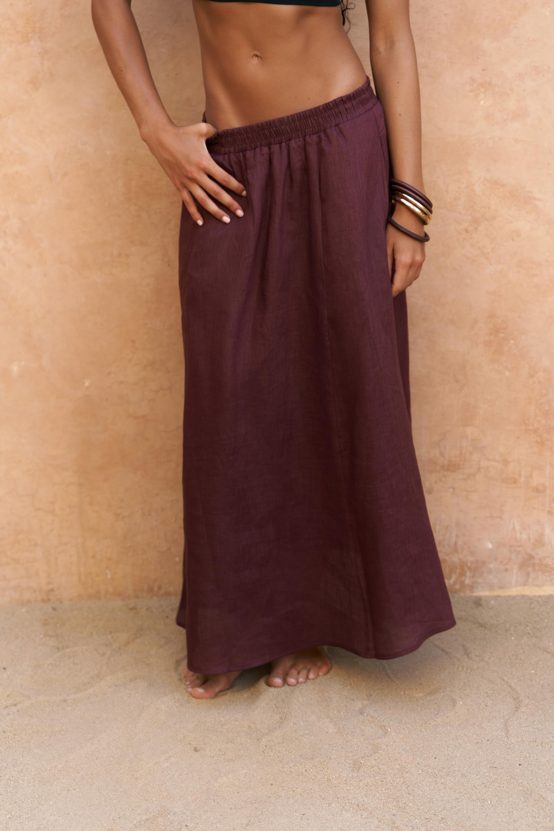 Fiametta Salaş Bordo Keten Yelek Etek Takım