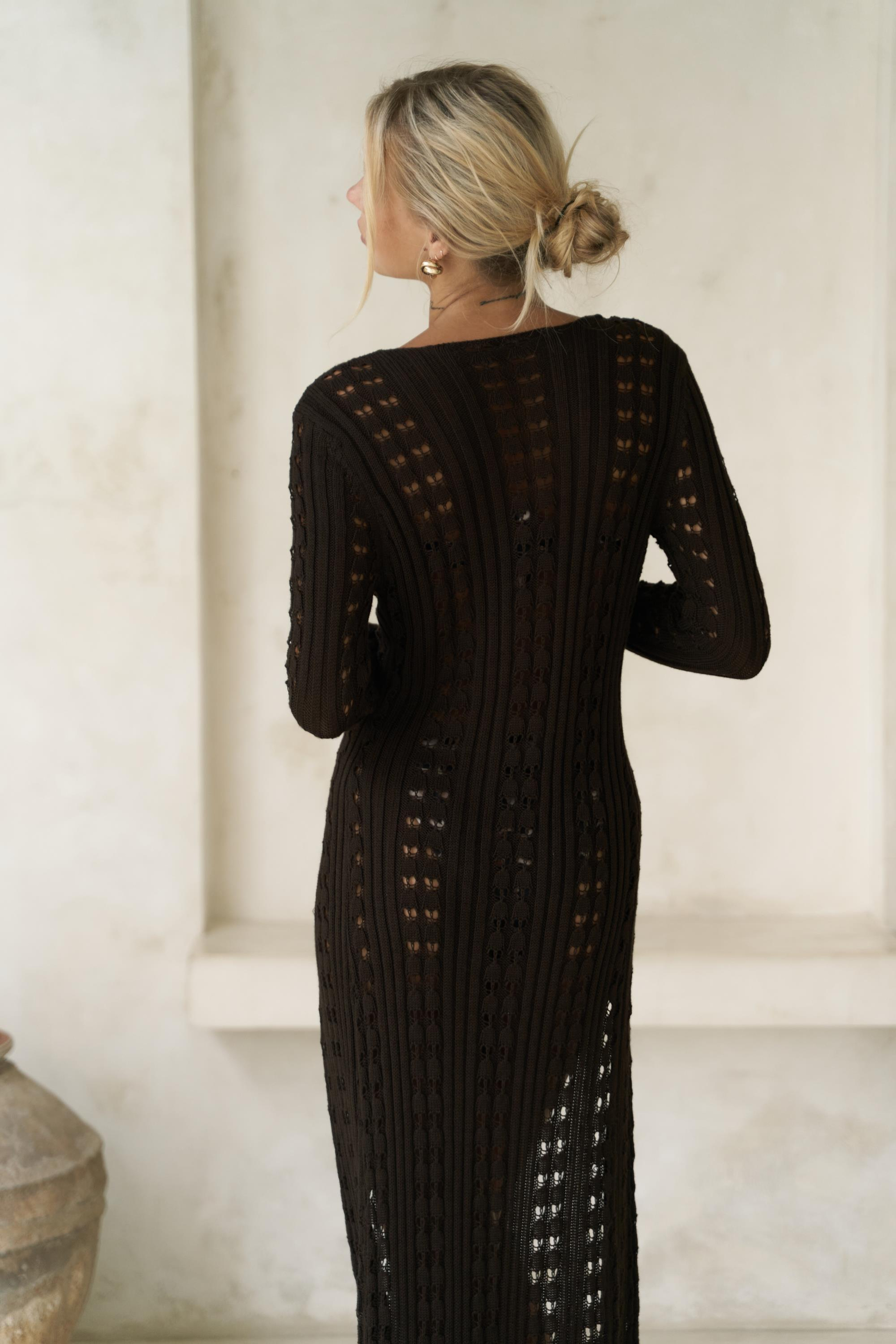 Fiorella Düğmeli Kahve Uzun Hırka