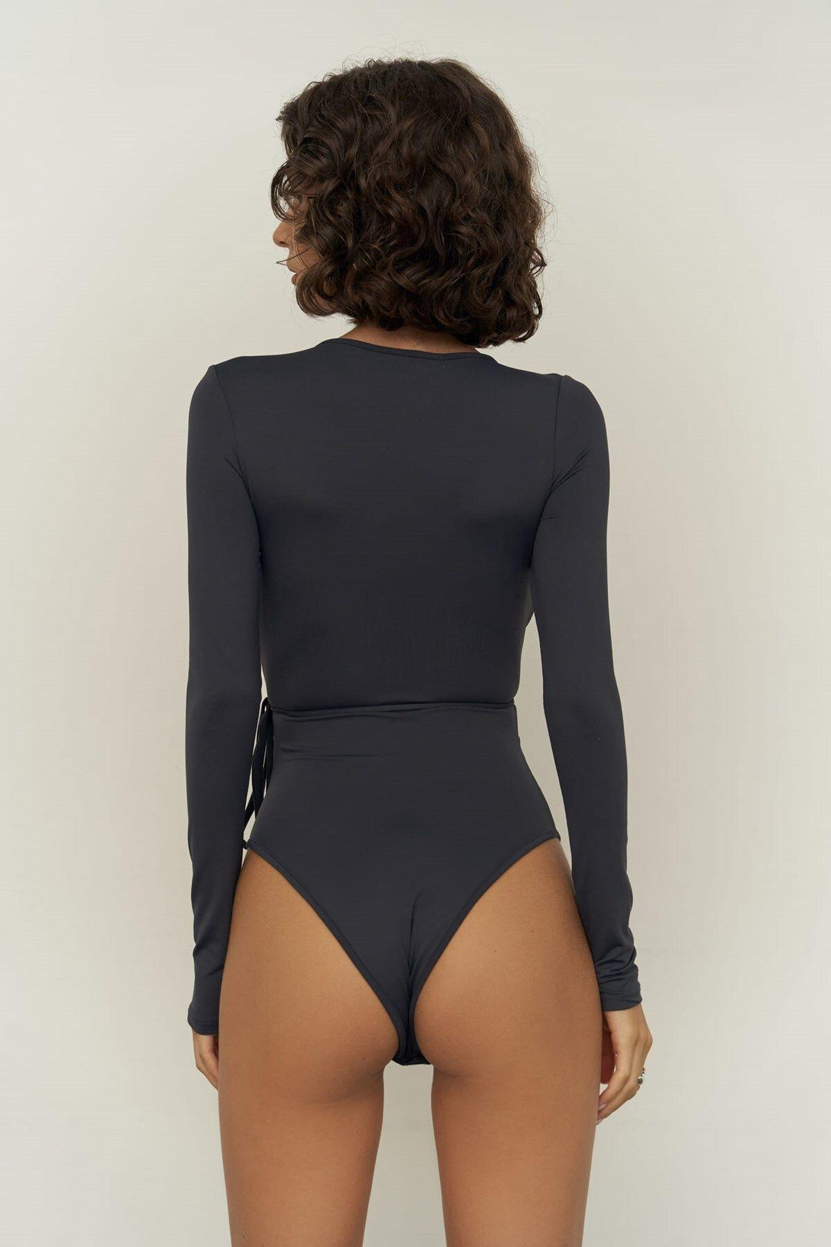 Mai Collection Fiori Anthracite Bodysuit