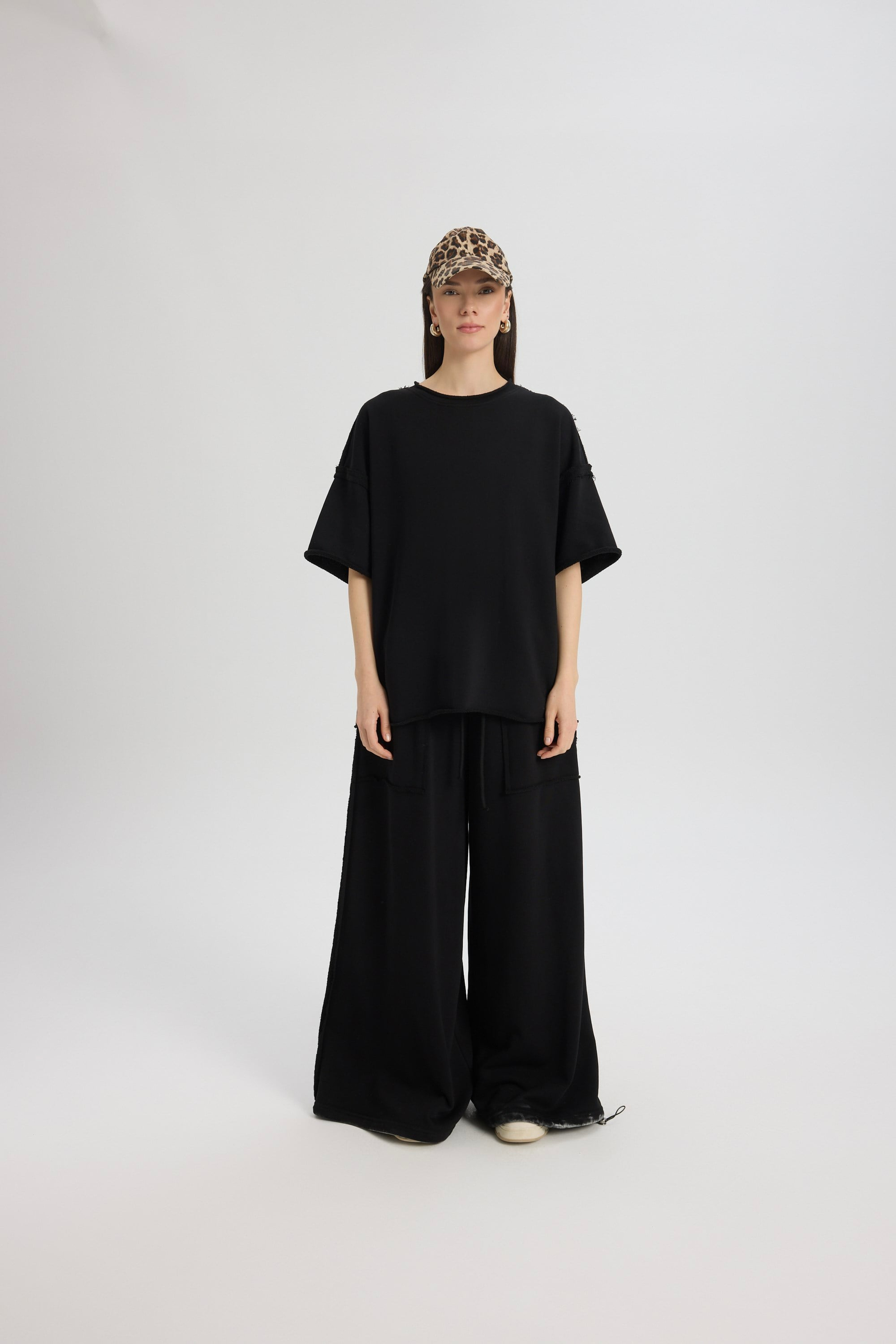 Flex Siyah Oversize T-Shirt Eşofman Takım