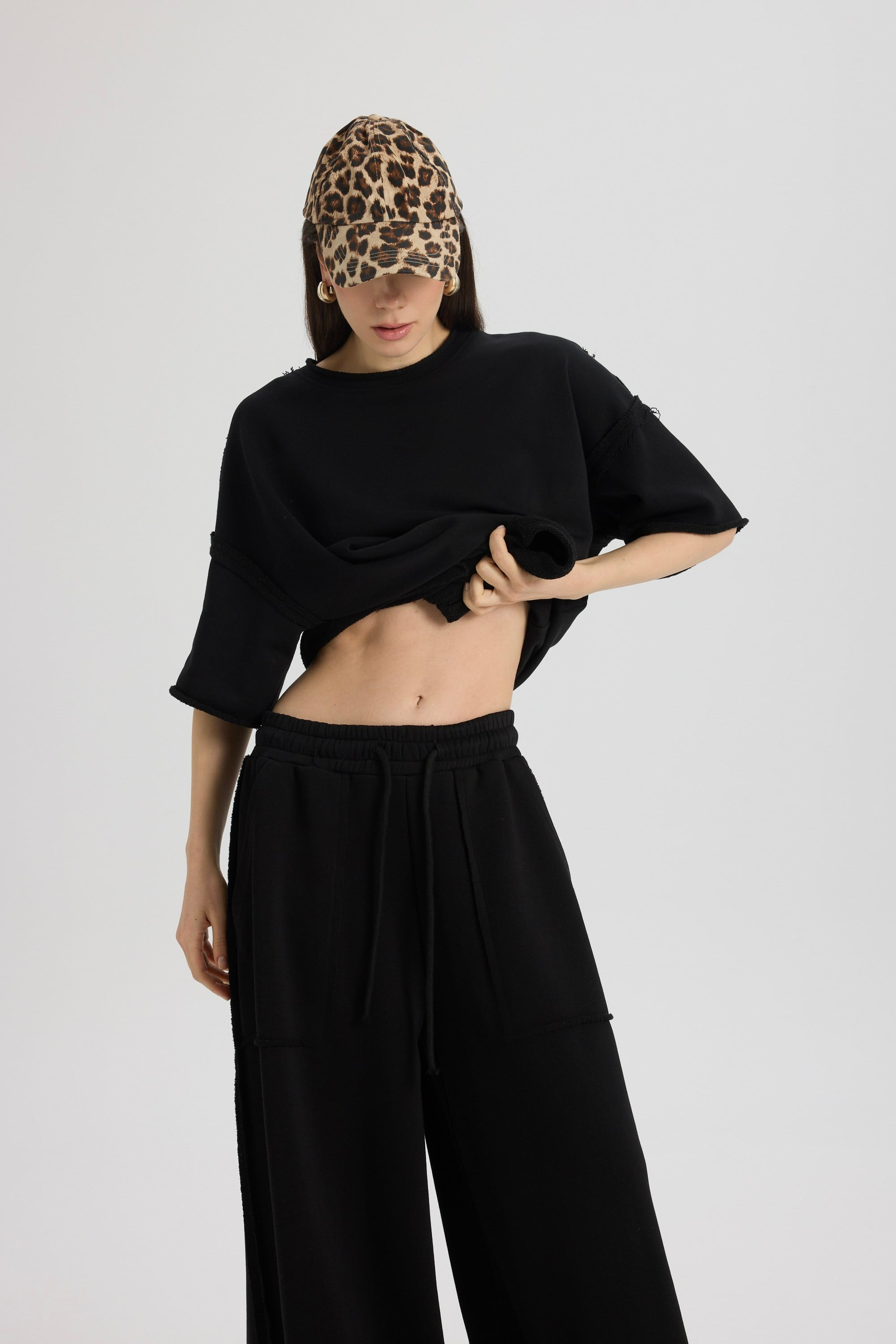 Flex Siyah Oversize T-Shirt Eşofman Takım