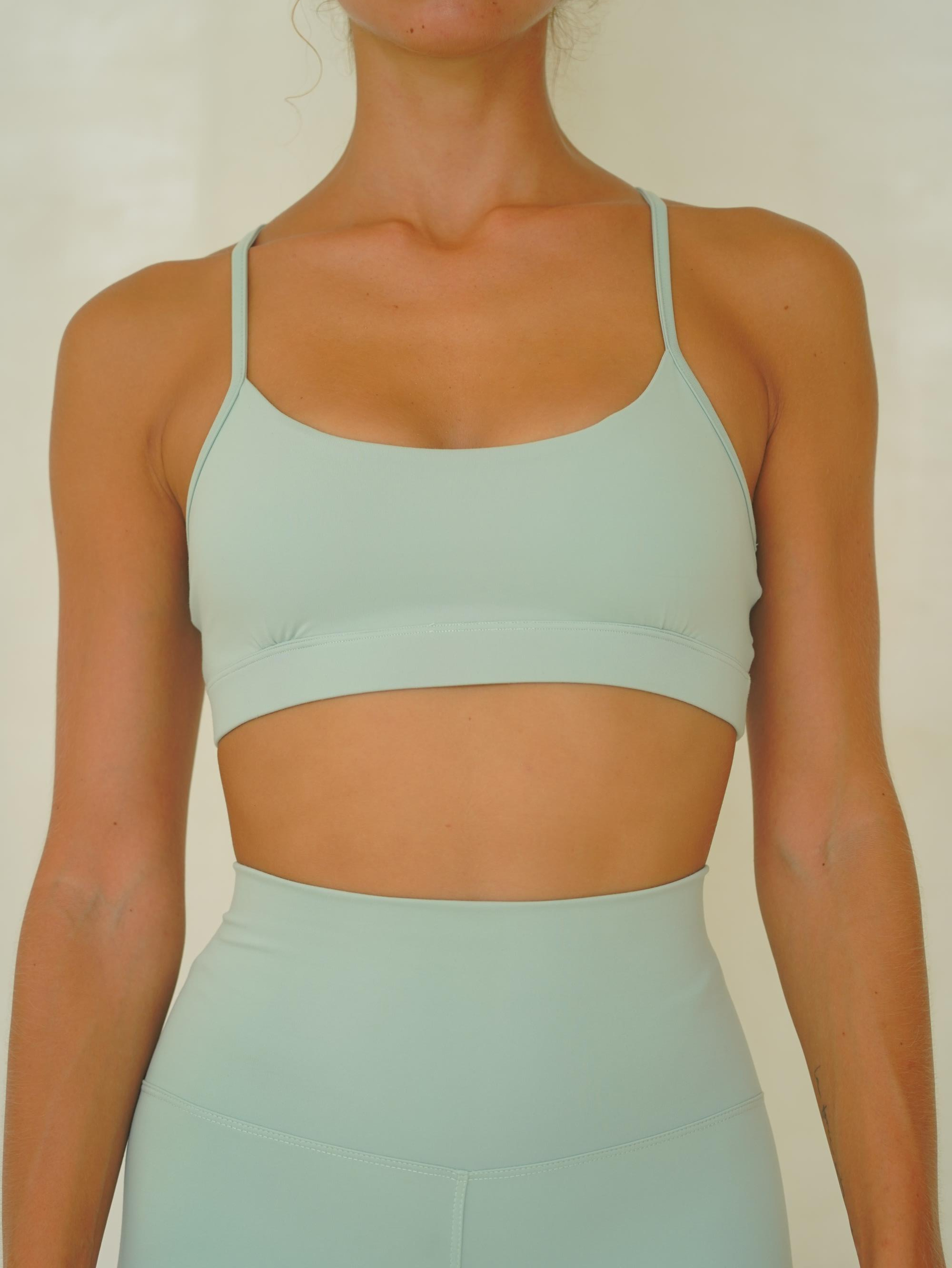 Fold Mint Padded Sporty Crop Top