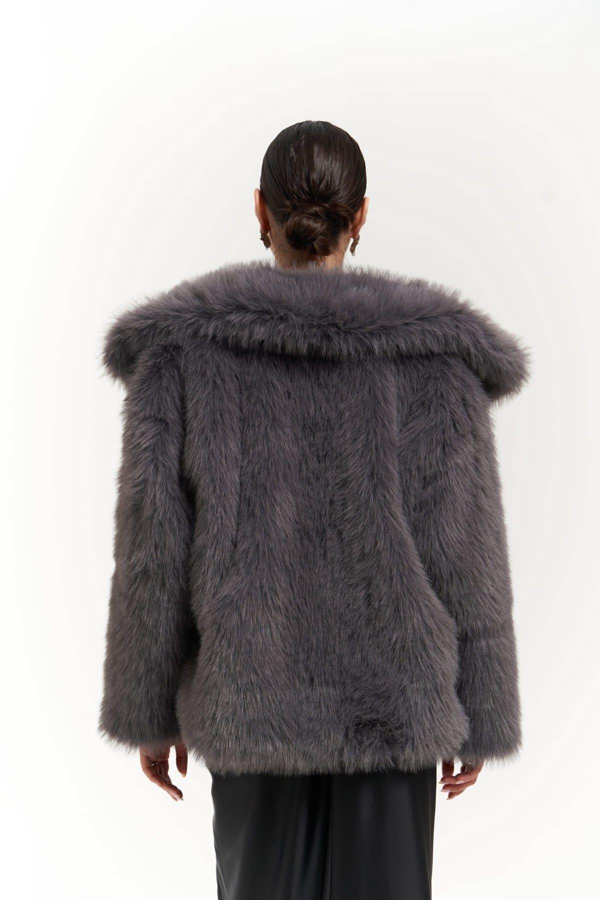 Francesko Anthracite Plush Coat