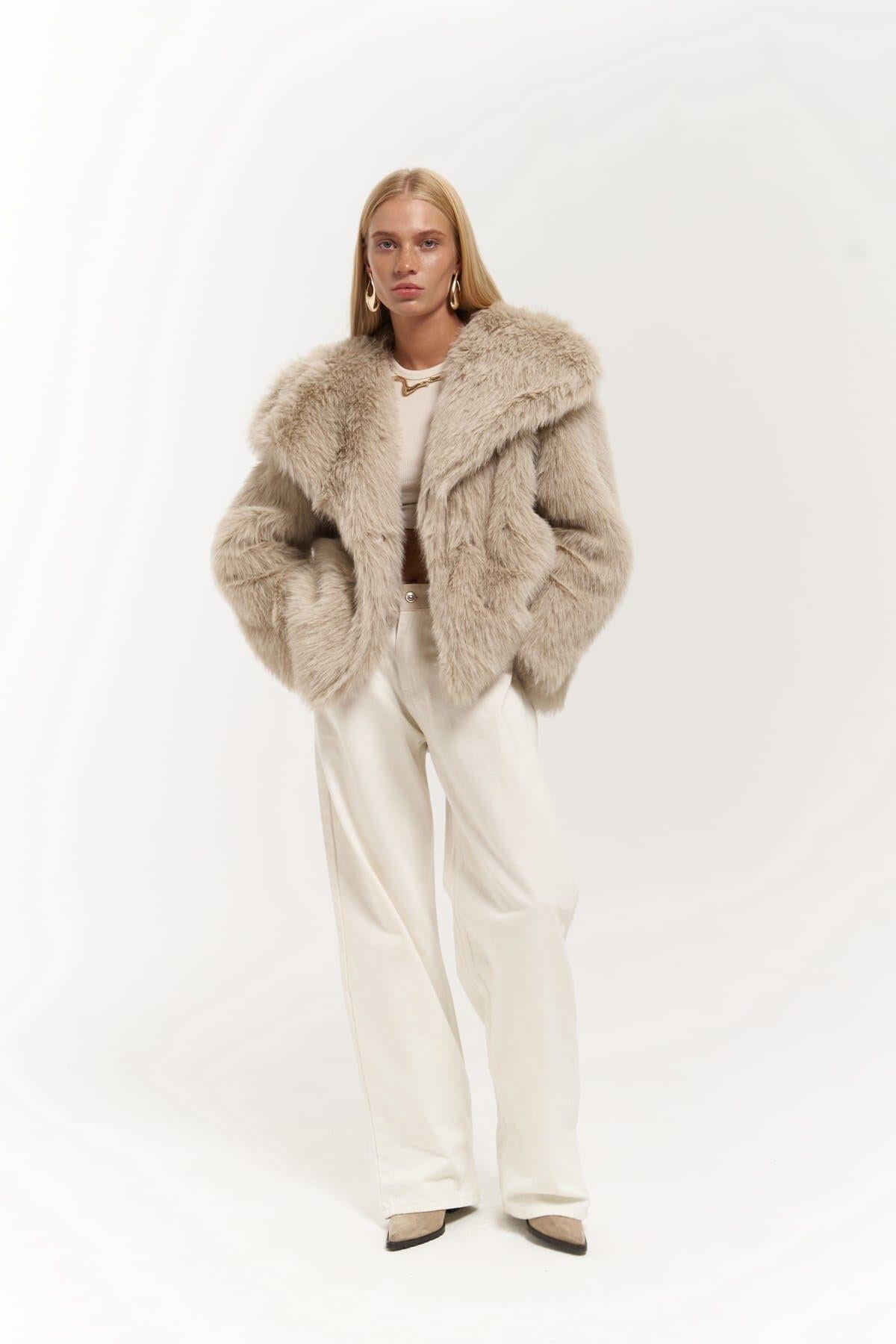 Francesko Dark Beige Plush Coat