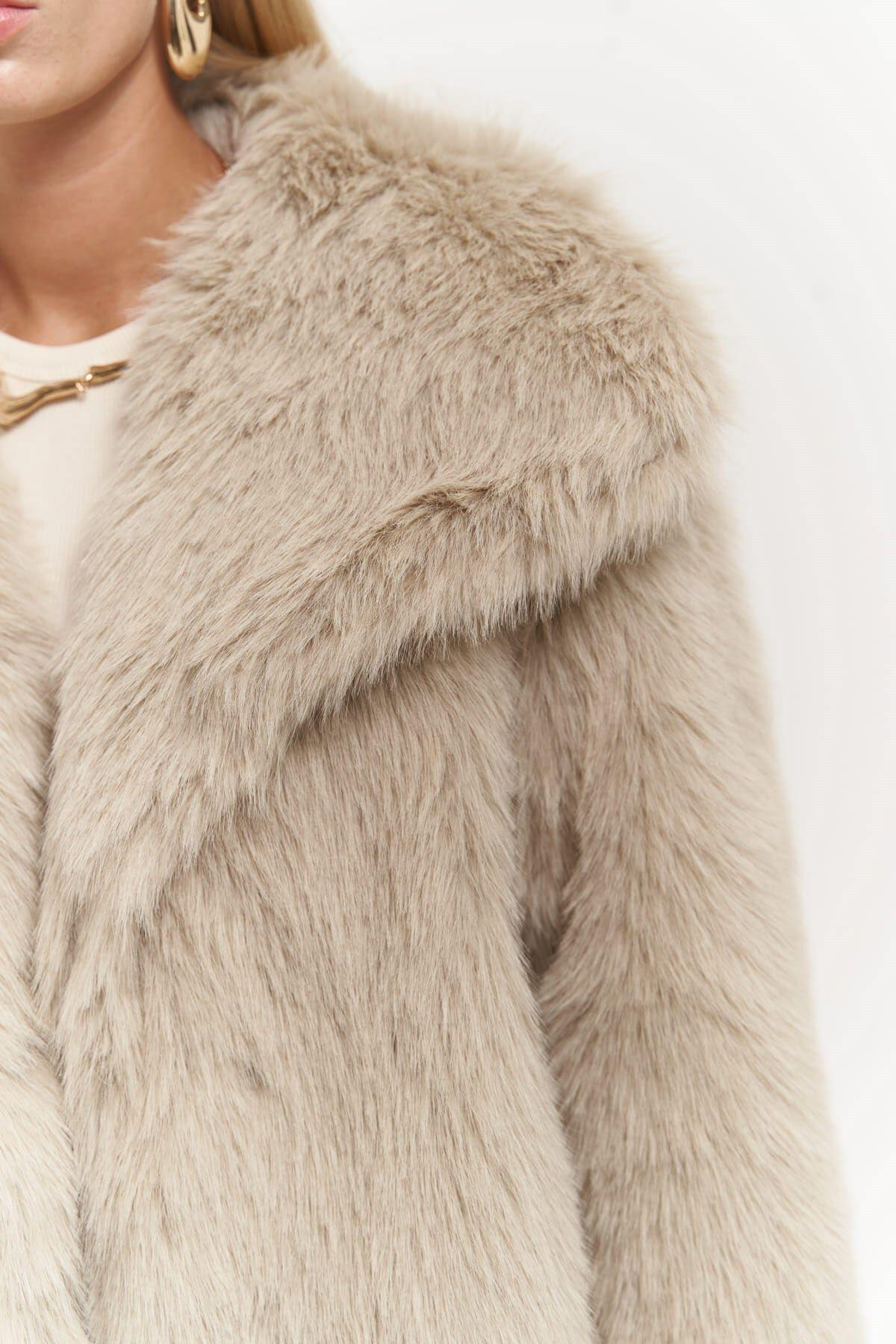 Francesko Dark Beige Plush Coat