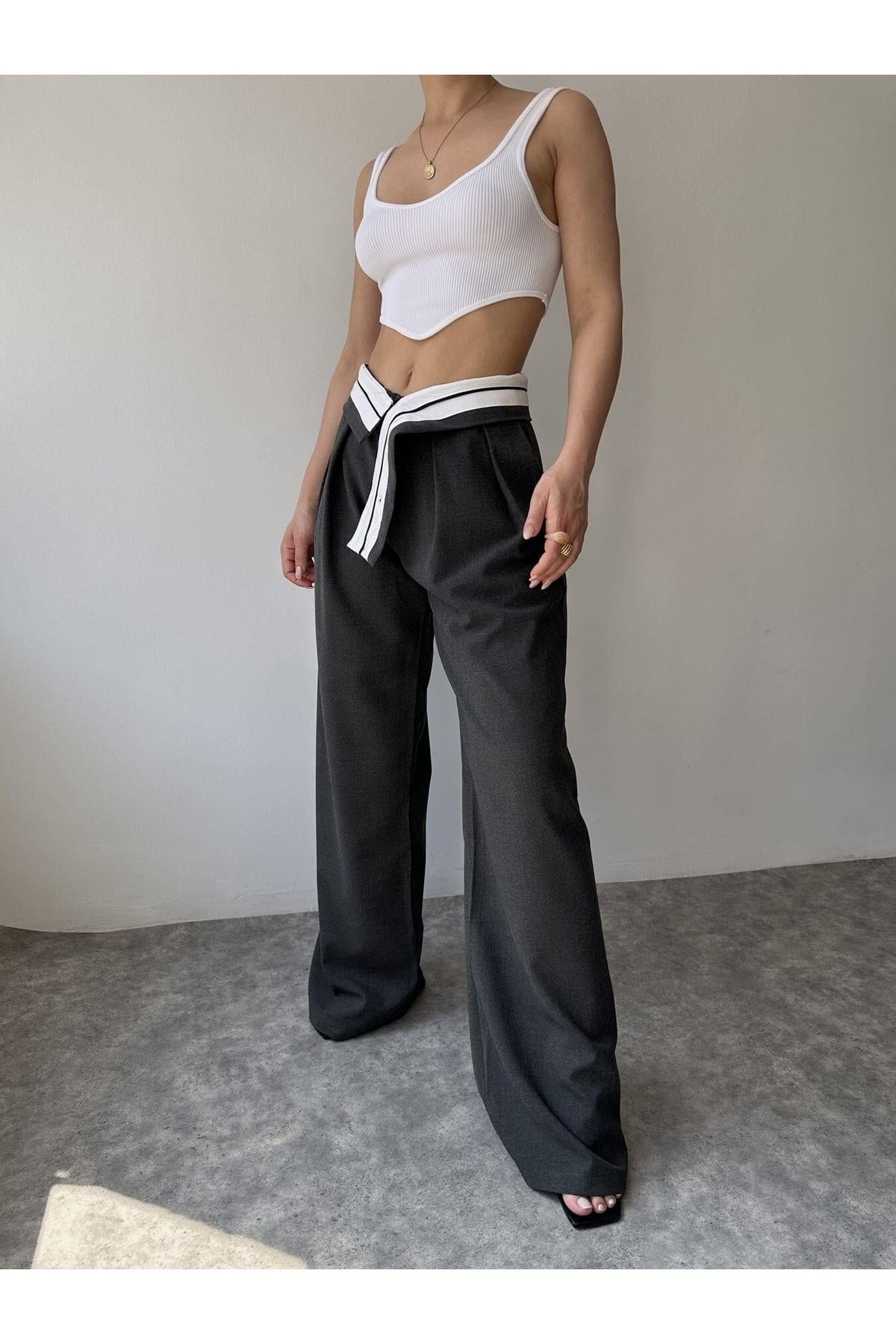 Mai Ganni Anthracite Palazzo Trousers